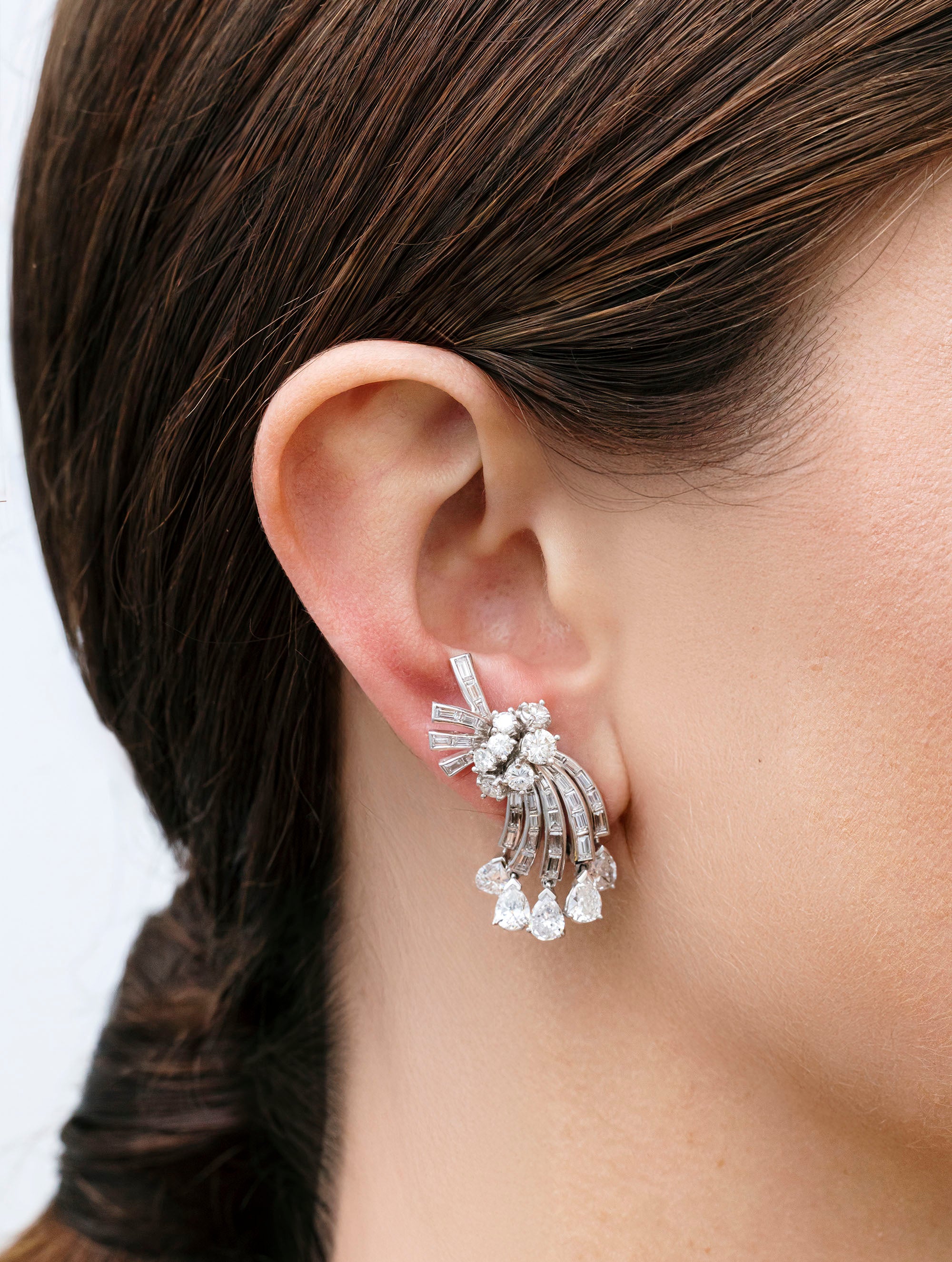 Diamond & Platinum Clip Earrings