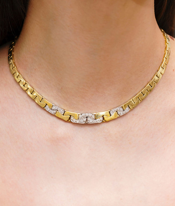 1960's Pavé Link Gold Necklace