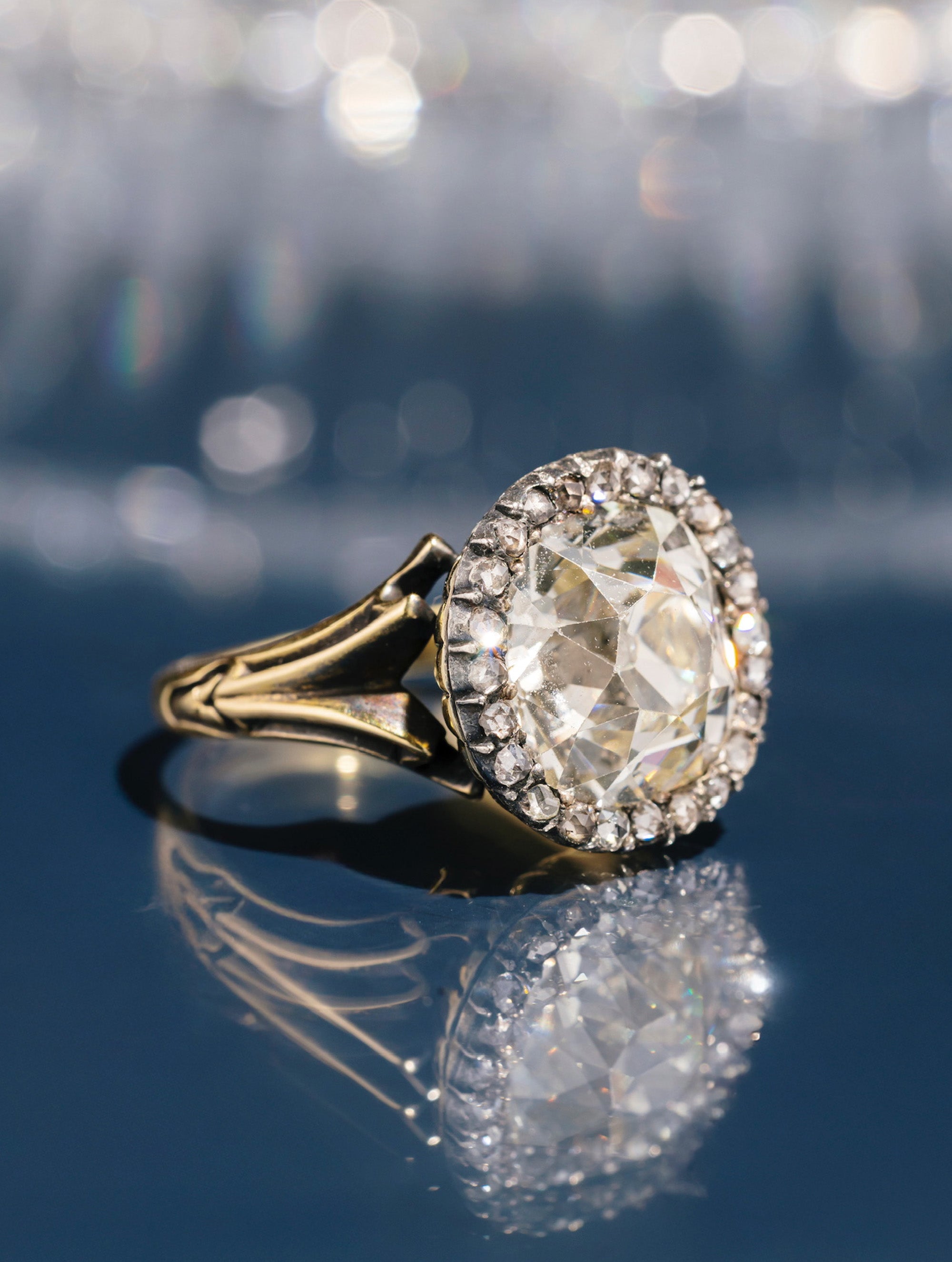 Antique Georgian Old Mine Cushion Cut Diamond Ring