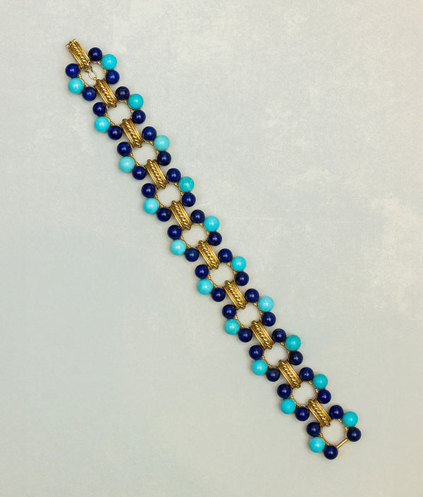 Art Deco Turquoise & Lapis Bracelet