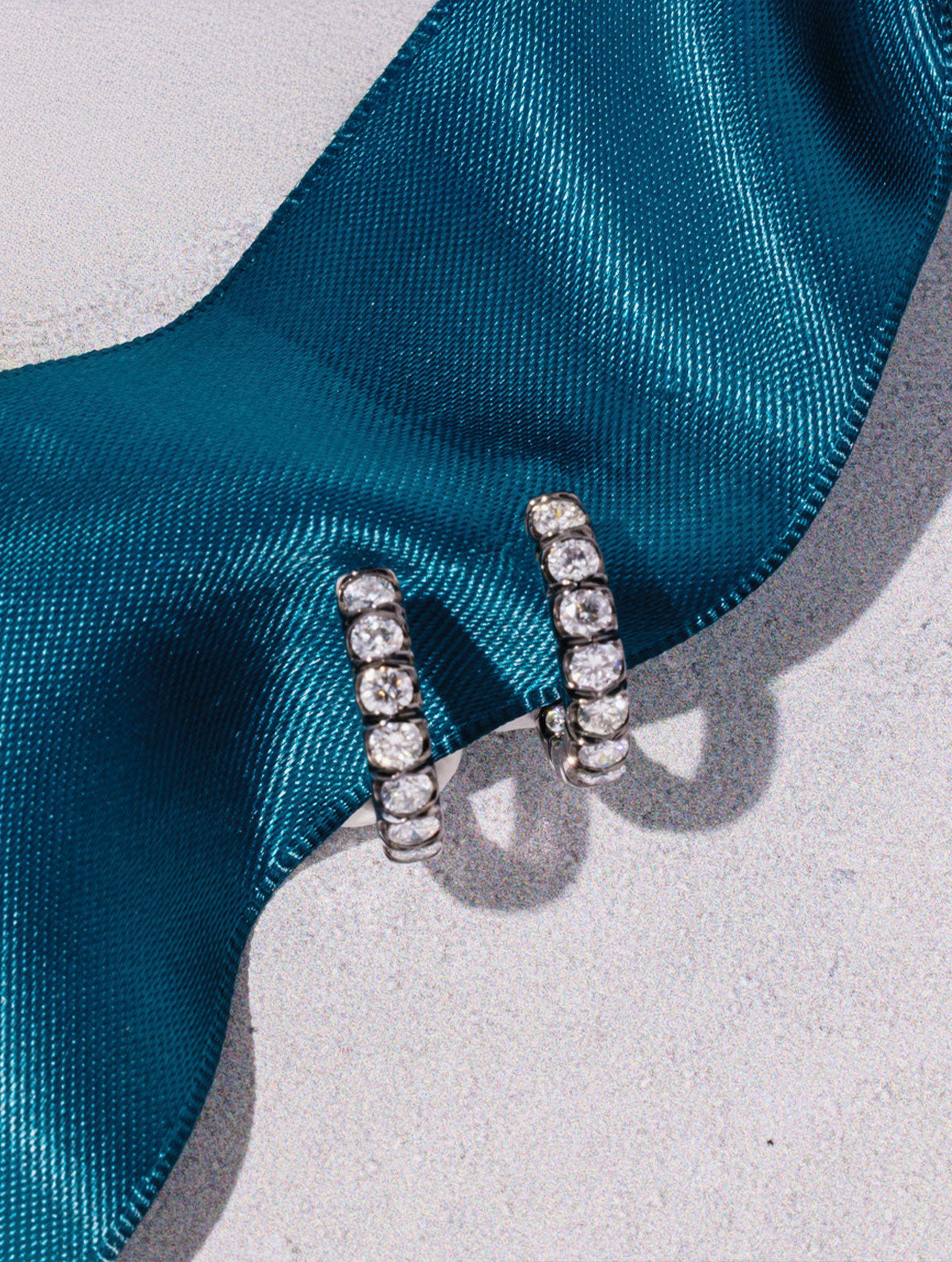 Jumbo Aura Shadow Diamond Huggie Hoop Earrings