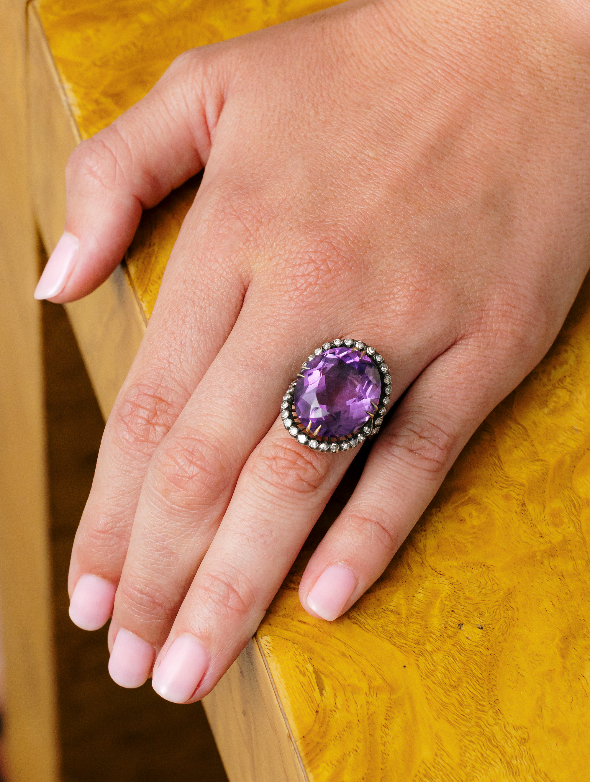 Vintage Amethyst & Diamond Ring, Circa 1960s