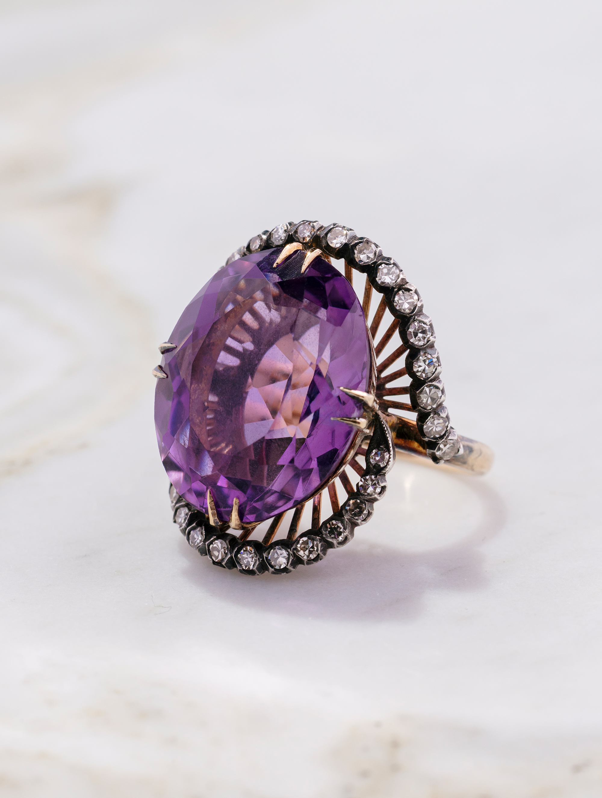 Vintage Amethyst & Diamond Ring, Circa 1960s