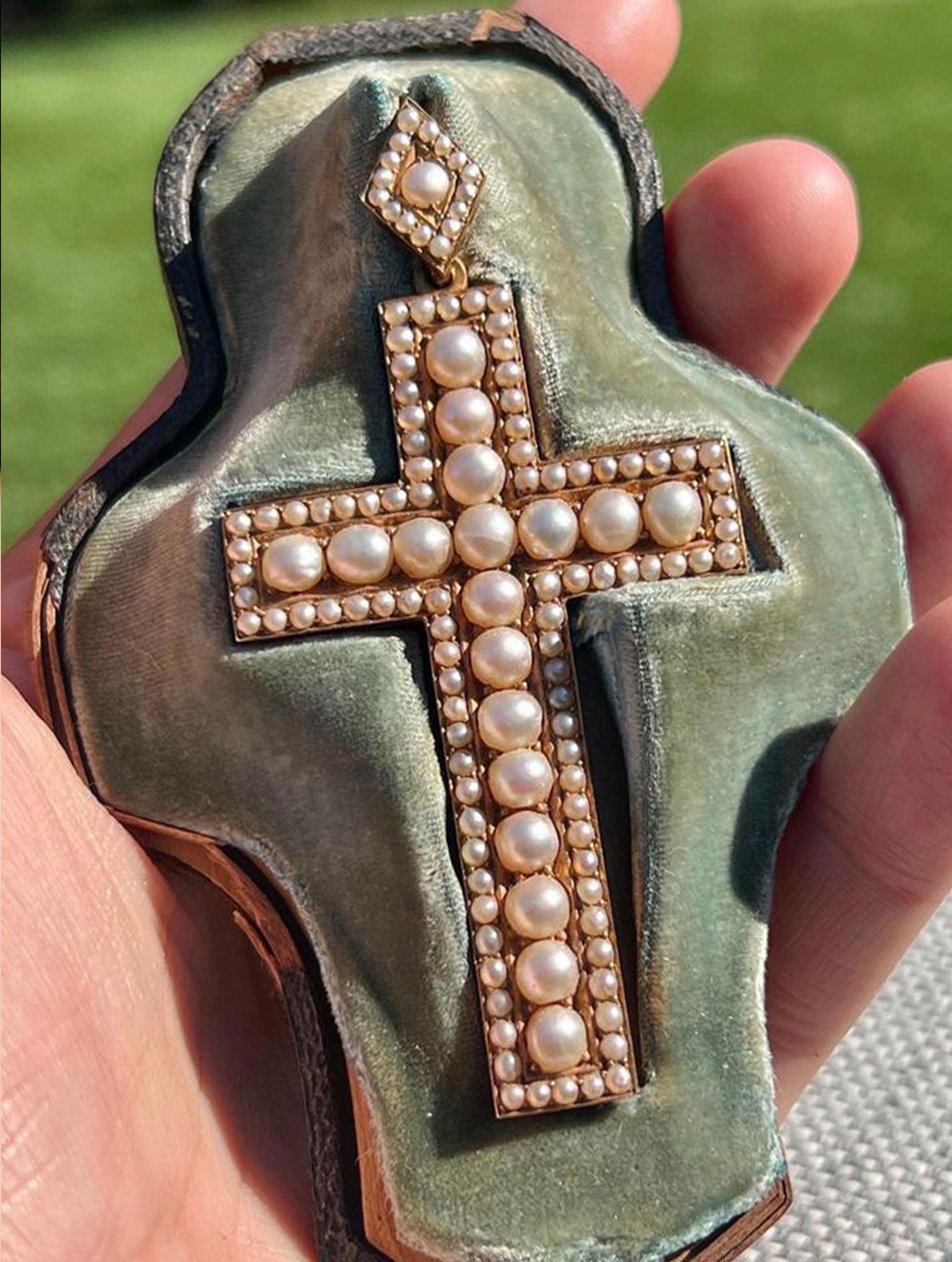 Antique Natural Pearl Cross