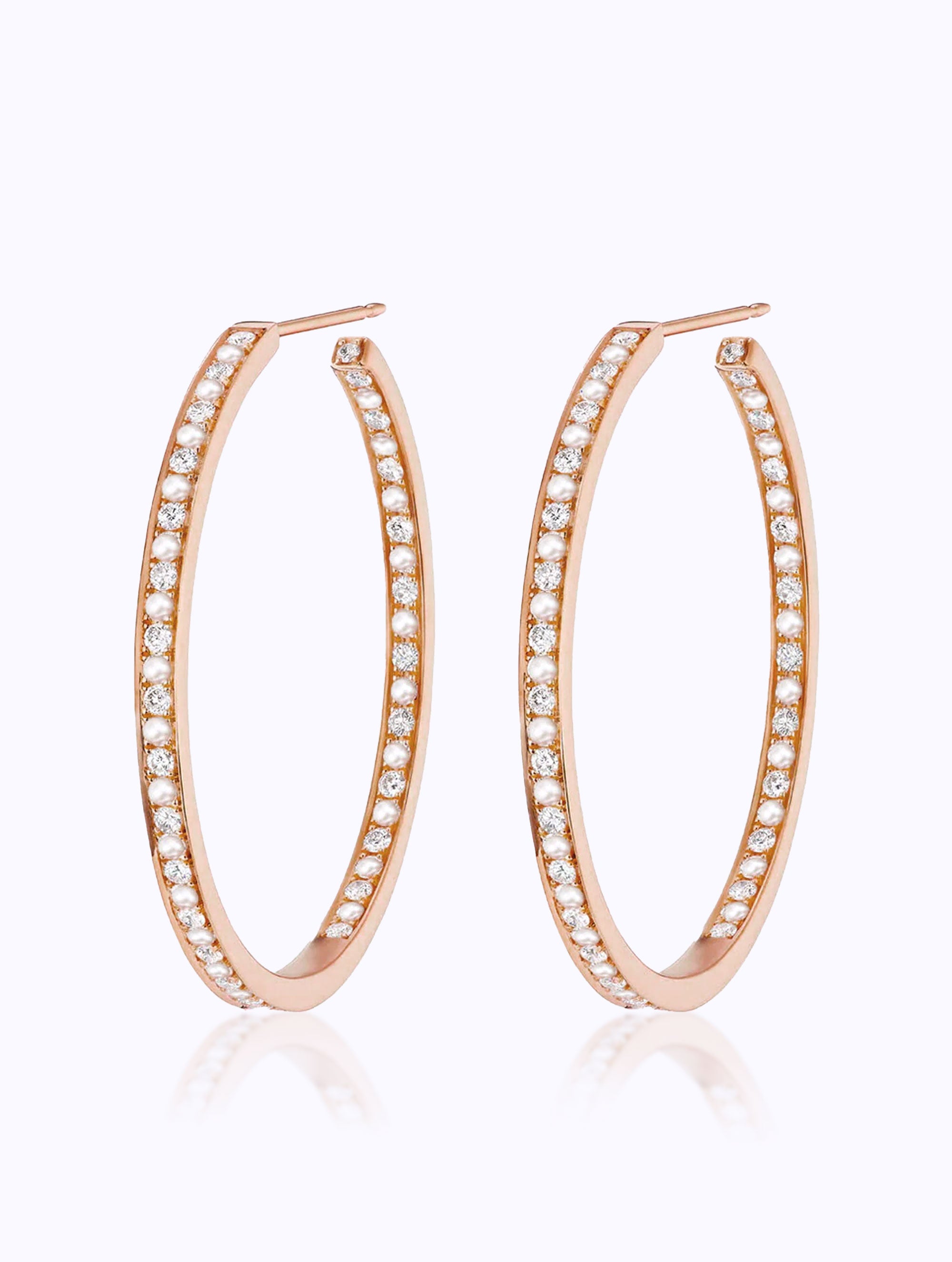 CLASSIC ATHENA PEARL & DIAMOND HOOP EARRINGS