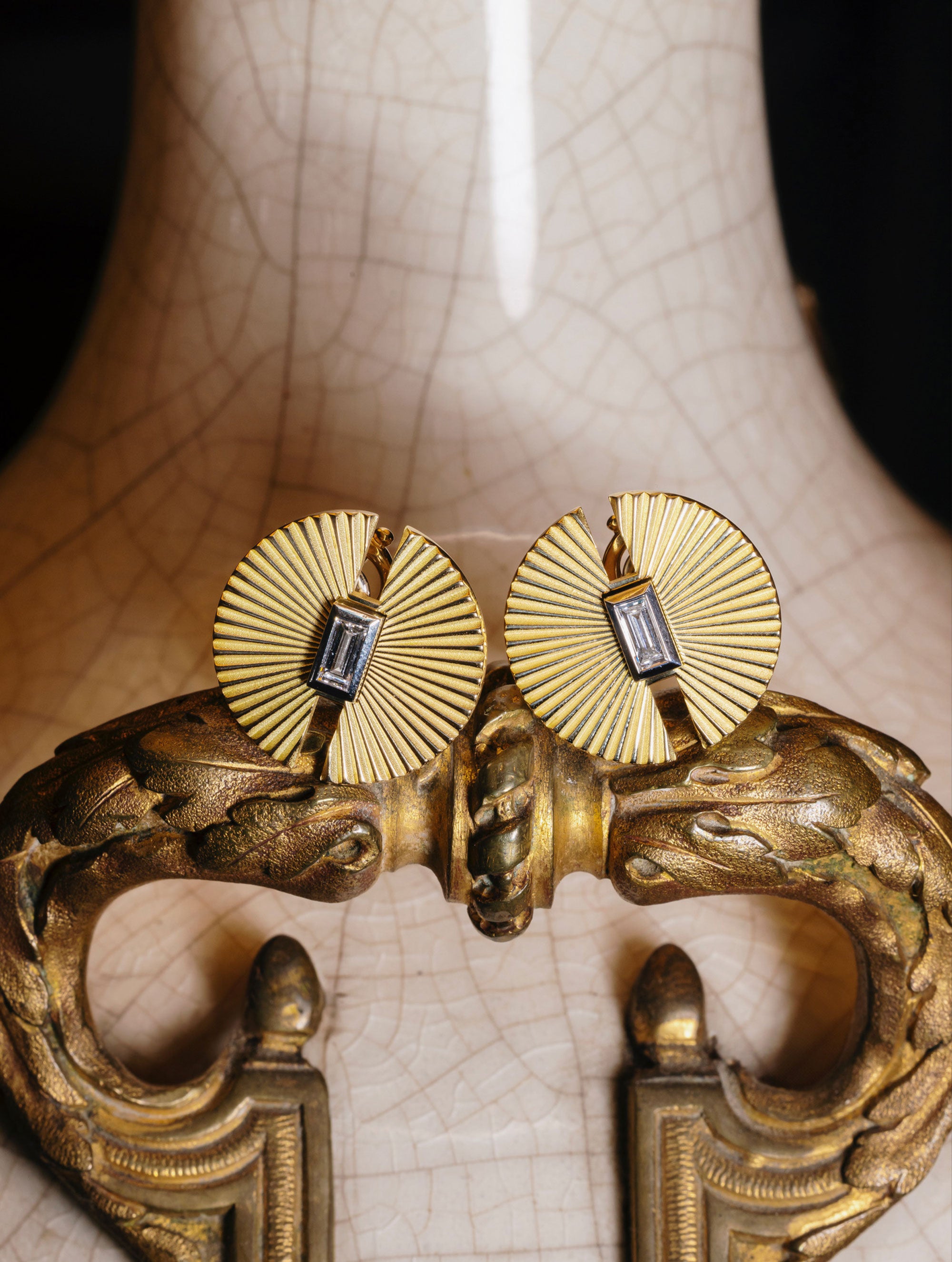 AURORA BAGUETTE DIAMOND HALF MOON EARRINGS