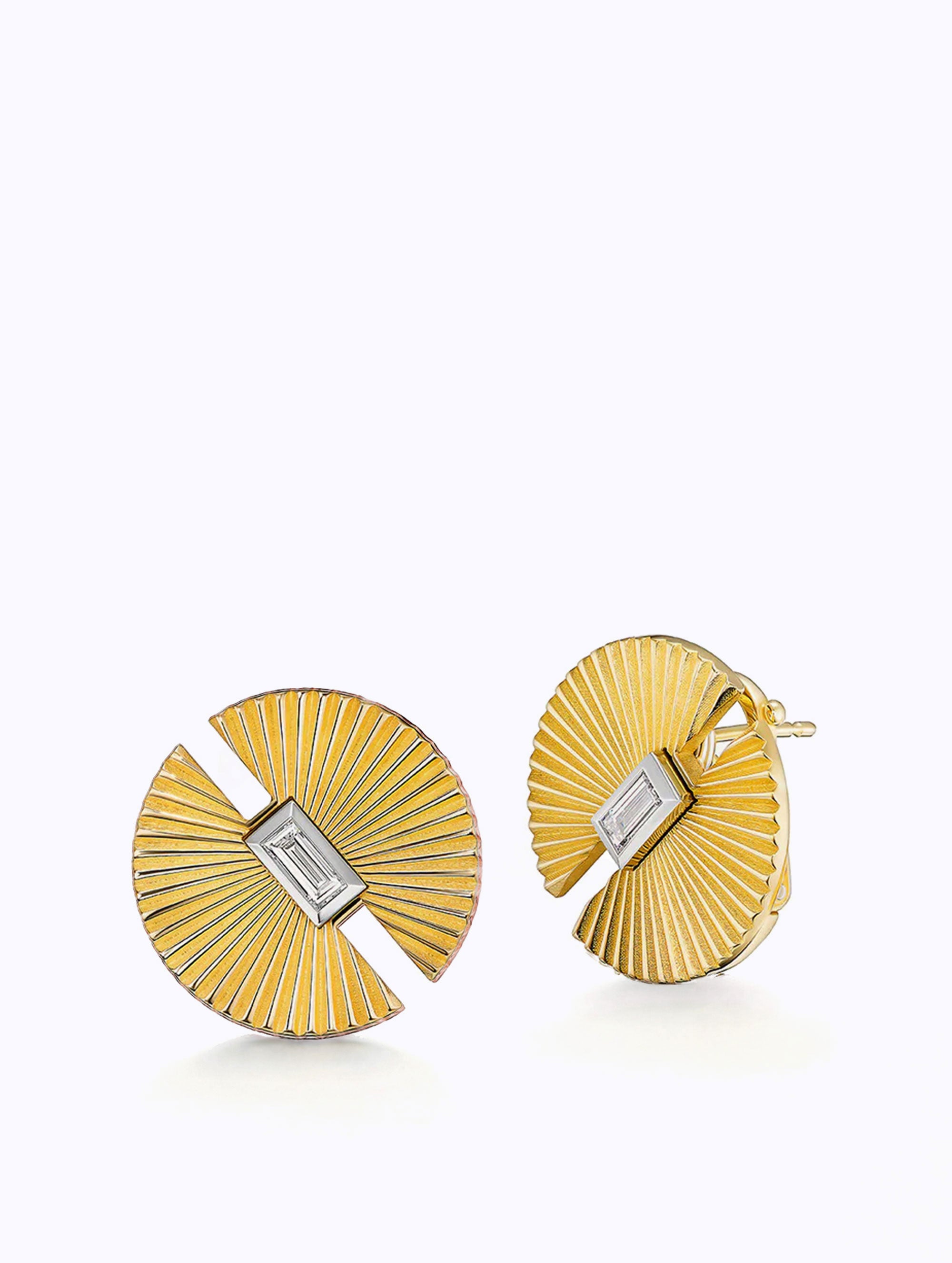 AURORA BAGUETTE DIAMOND HALF MOON EARRINGS