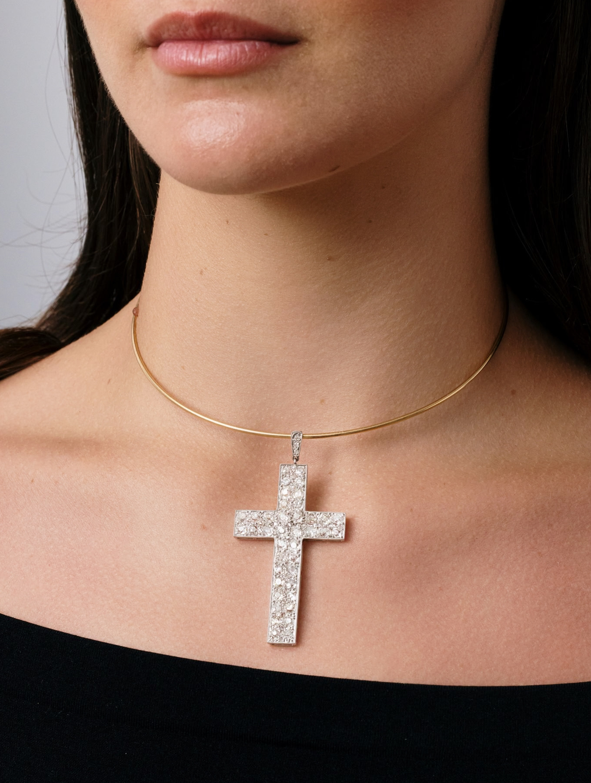 Belle Époque Diamond Cross Pendant, circa 1915