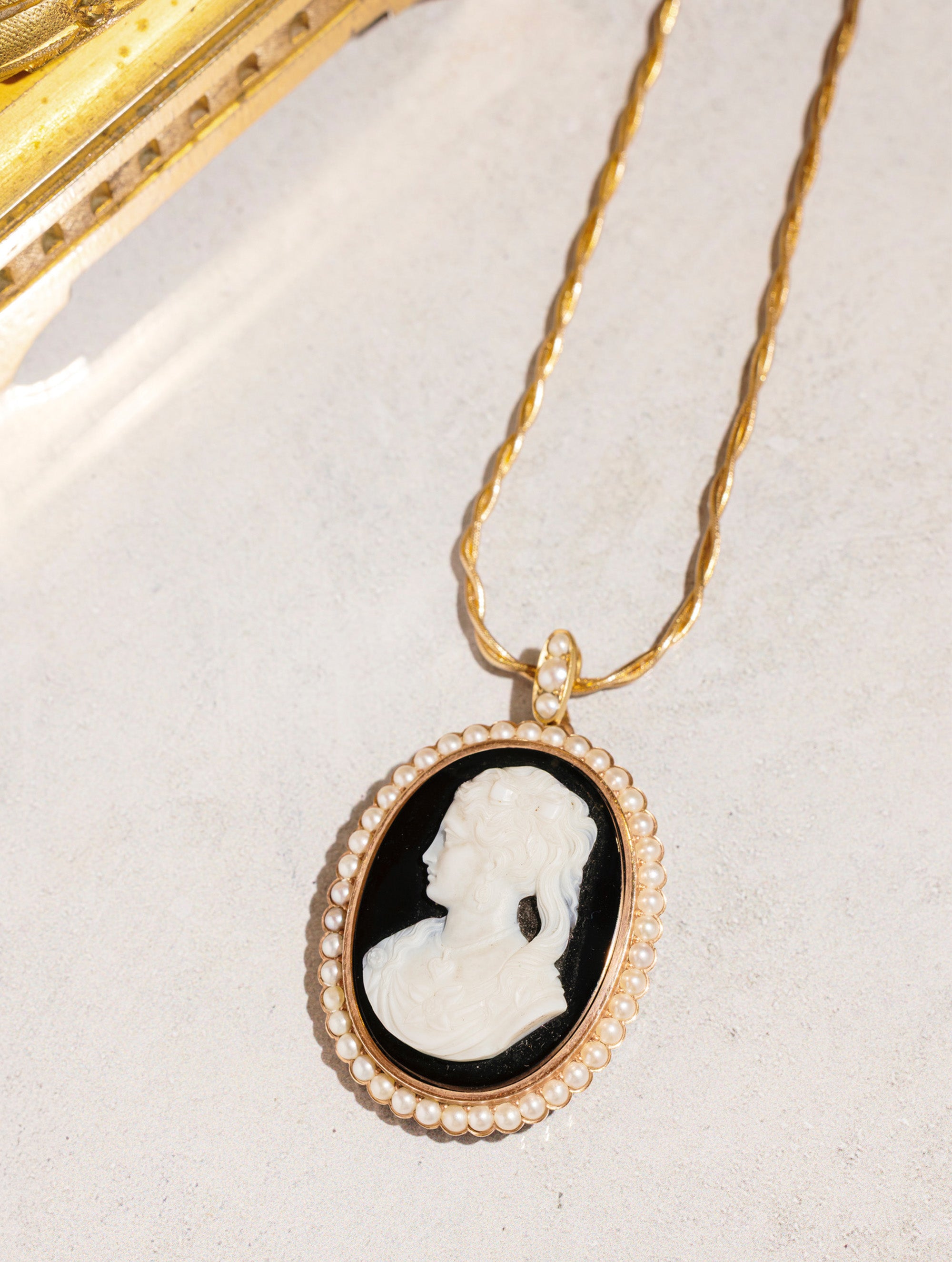 Antique Cameo Pearl Brooch and Pendant