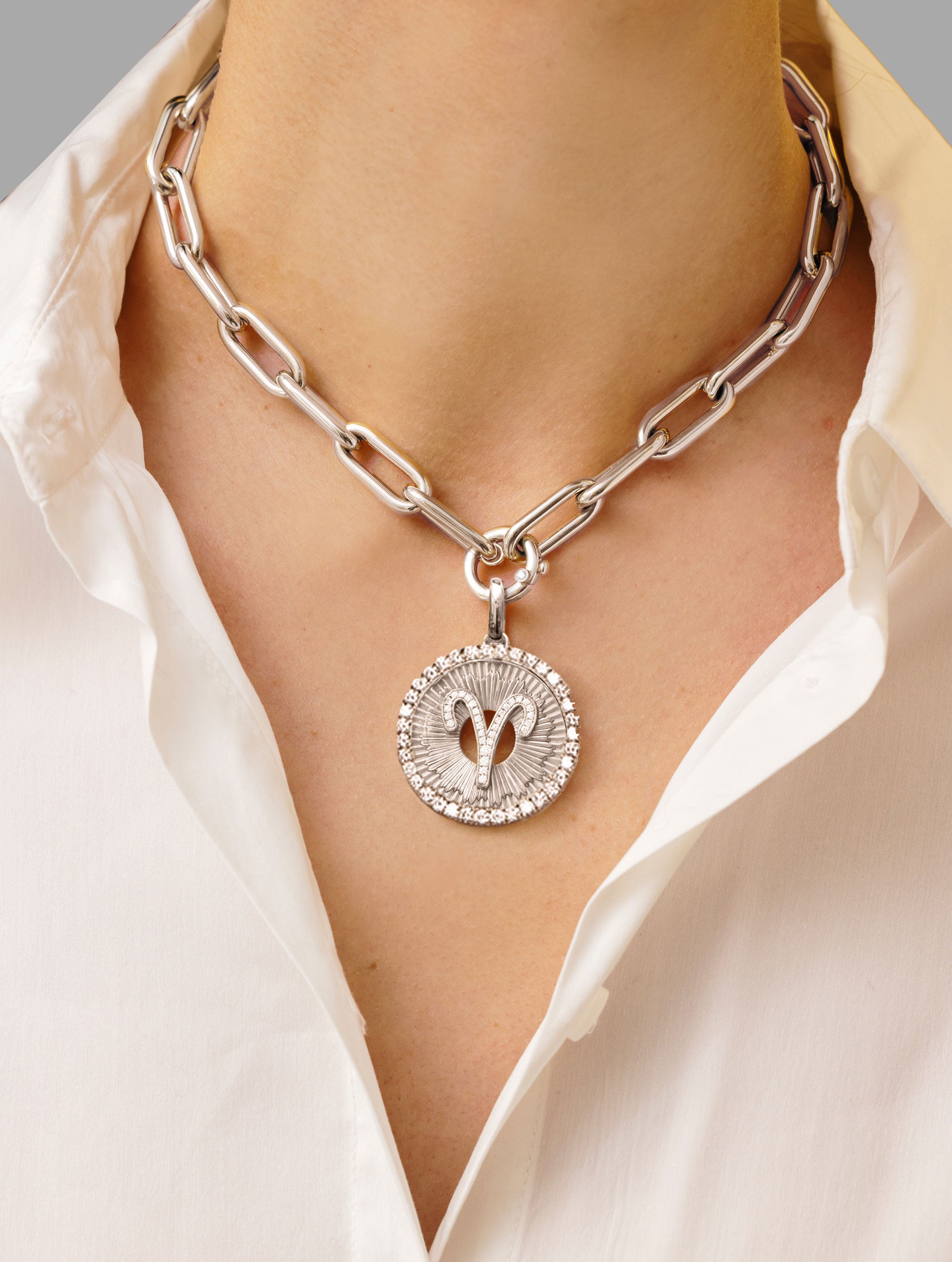 Aurora All Diamond Zodiac Medallion