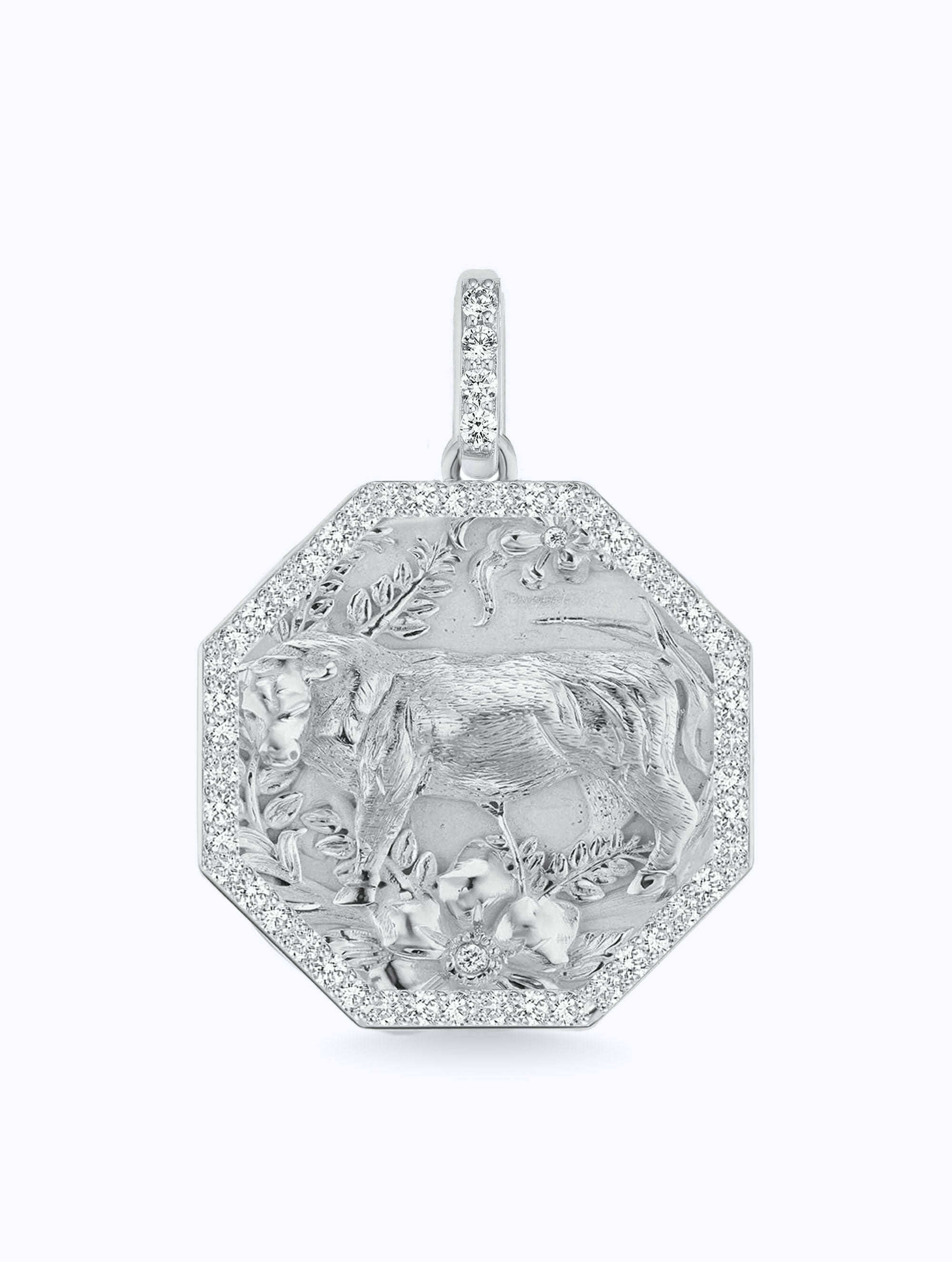 ALL DIAMOND TALISMAN ZODIAC MEDALLION