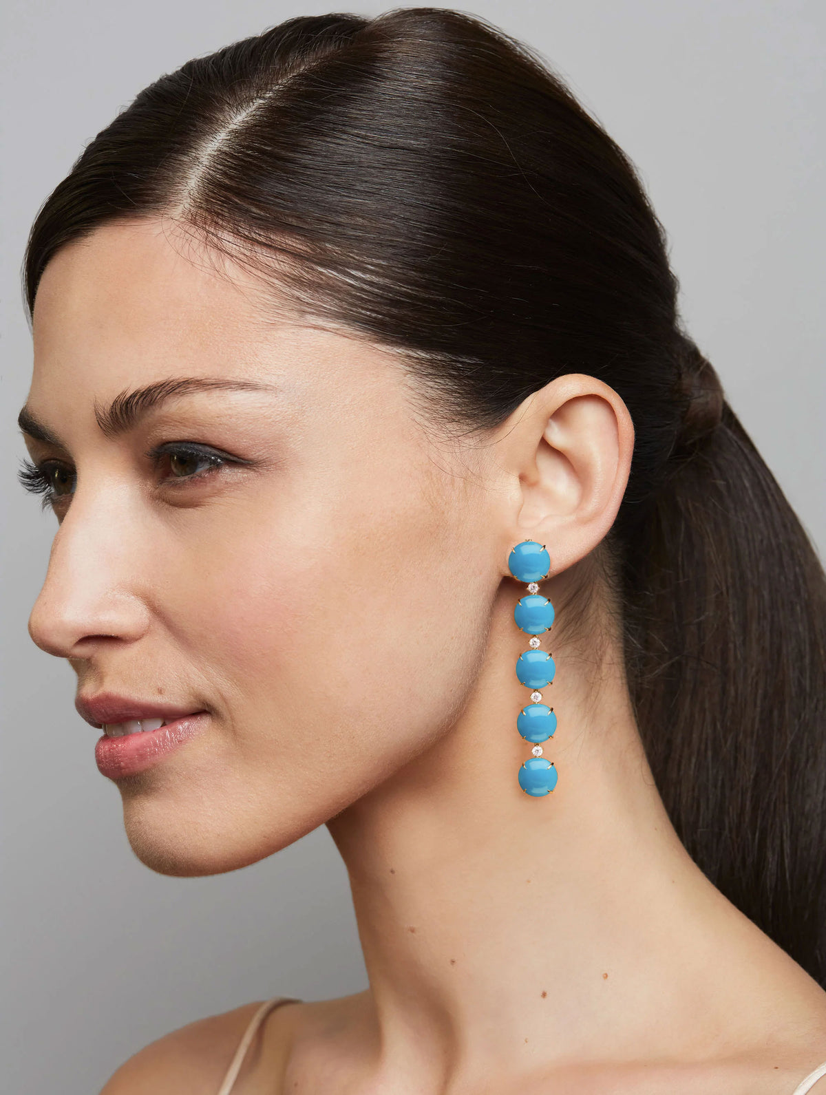 CONFETTI TURQUOISE & DIAMOND DROP EARRINGS