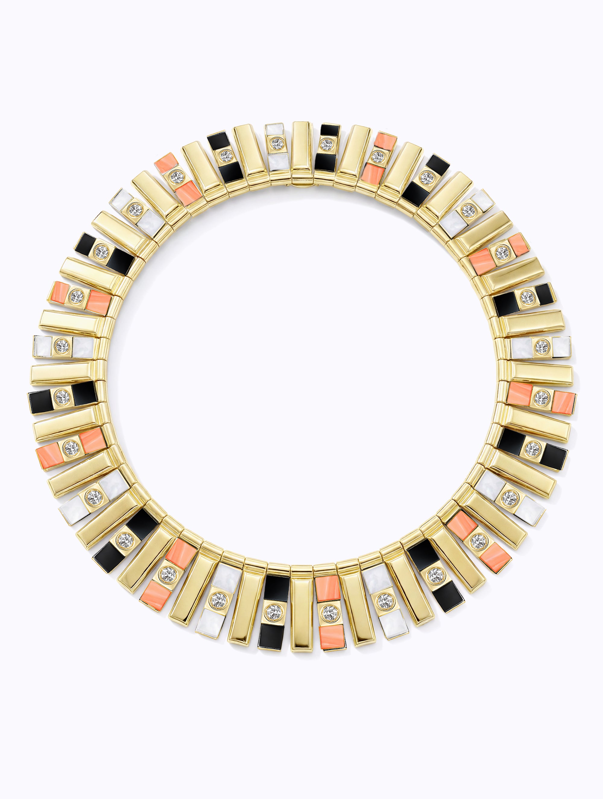 Carousel Onyx, Coral & Diamond Collar