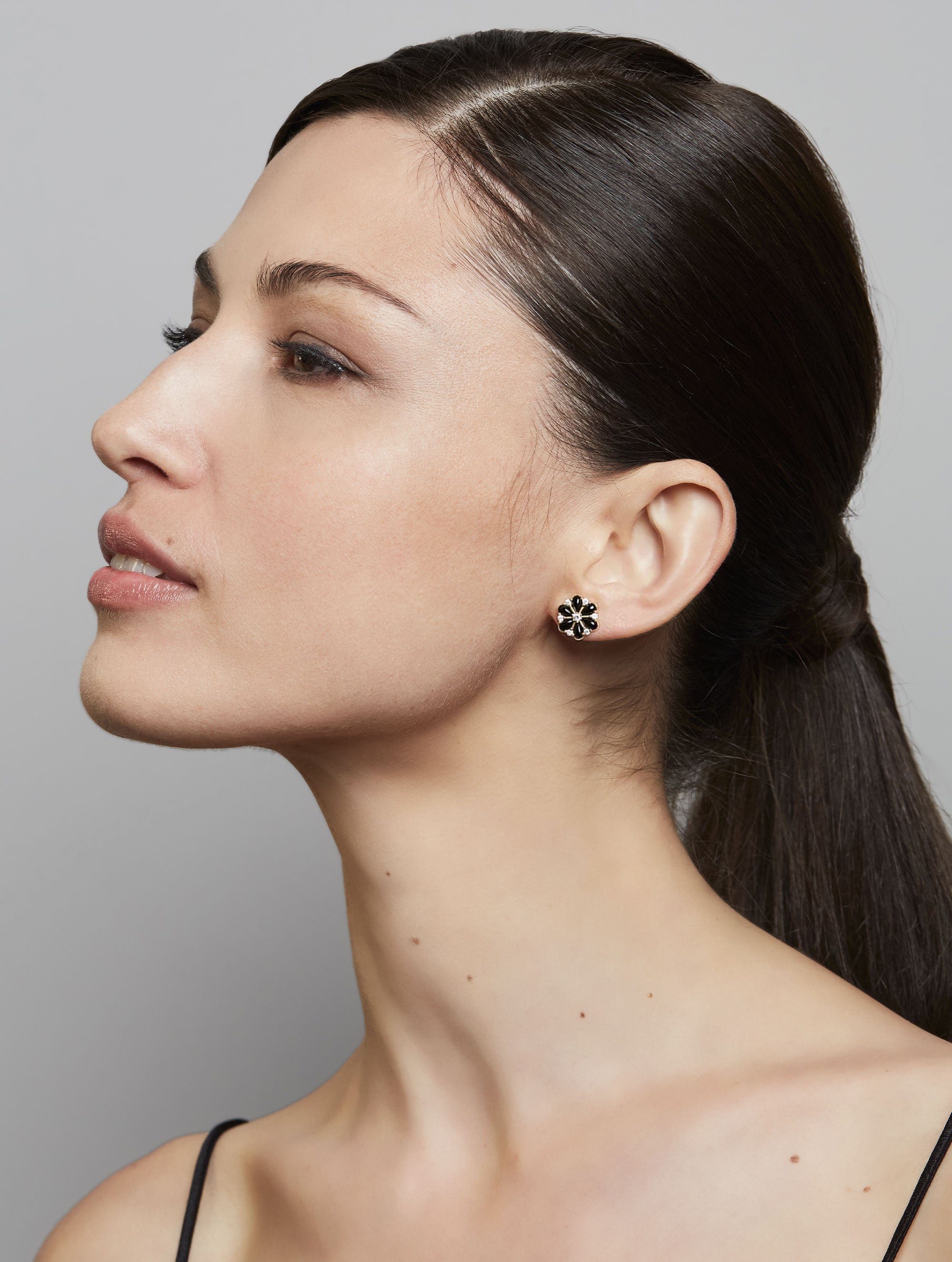 CONFETTI CLUSTER ONYX & DIAMOND EARRINGS
