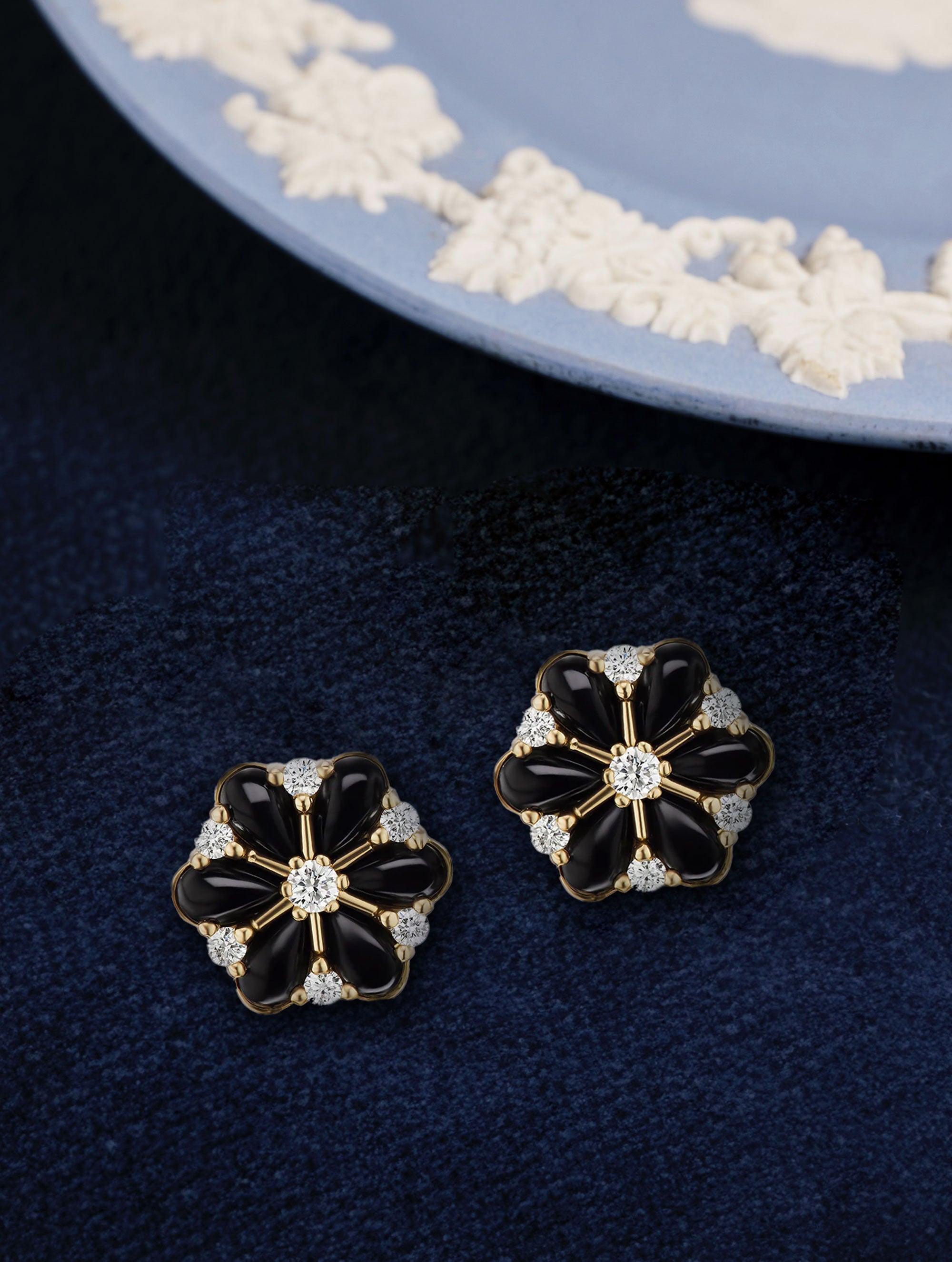 CONFETTI CLUSTER ONYX & DIAMOND EARRINGS