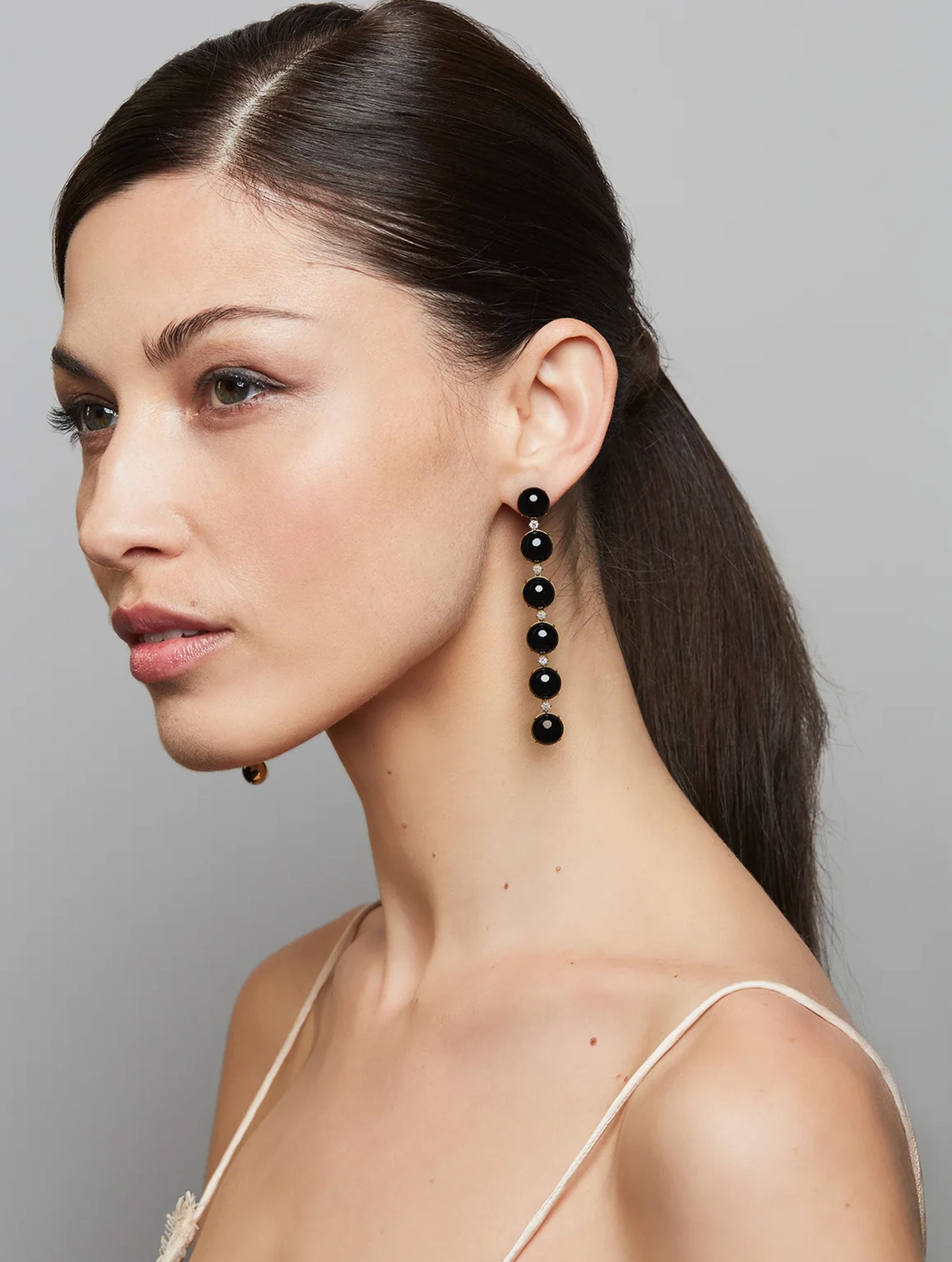 CONFETTI ONYX & DIAMOND DROP EARRINGS