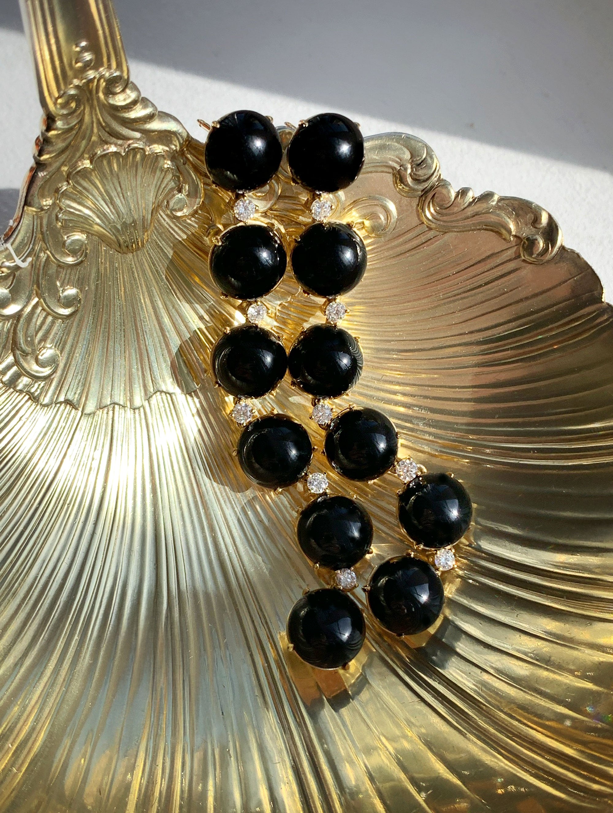 CONFETTI ONYX & DIAMOND DROP EARRINGS