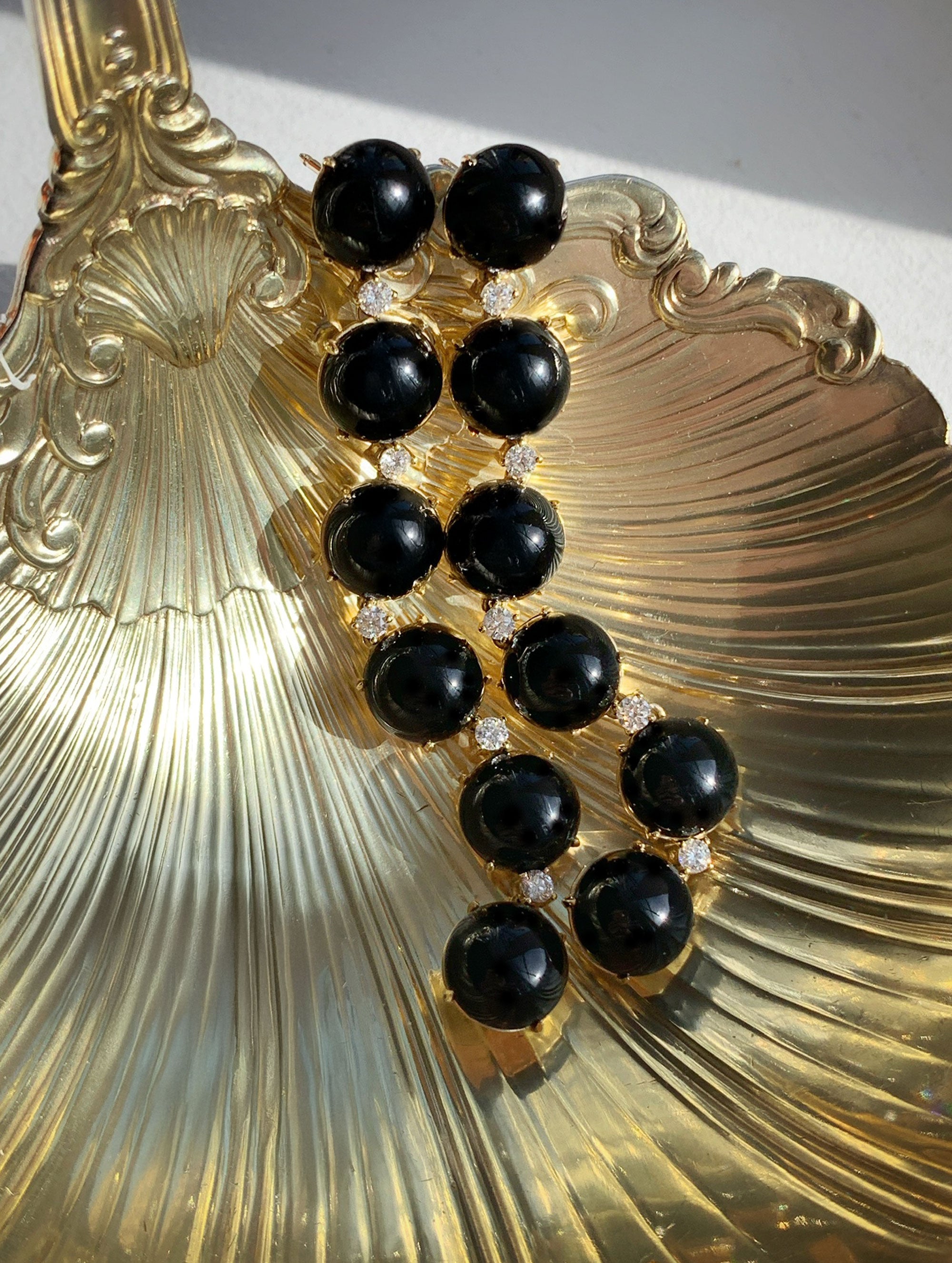 CONFETTI ONYX & DIAMOND DROP EARRINGS