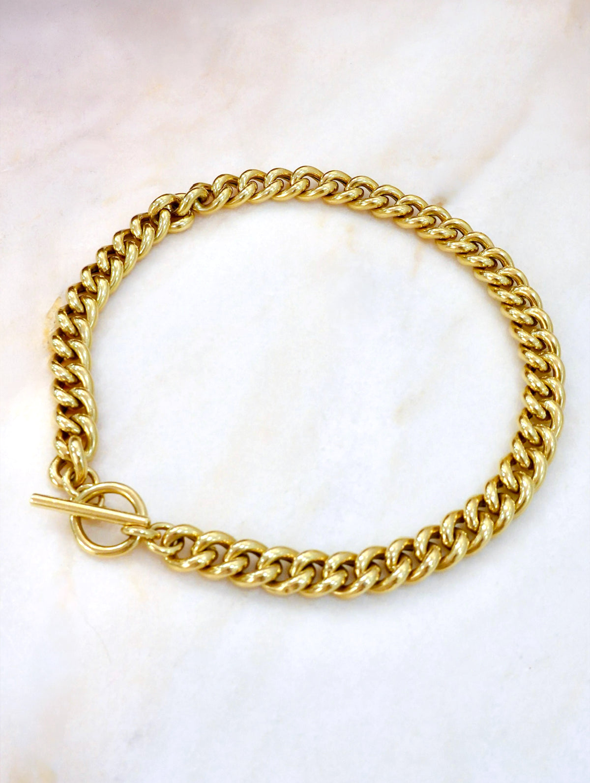 Vintage Curb Link Toggle Necklace, Circa 1970s