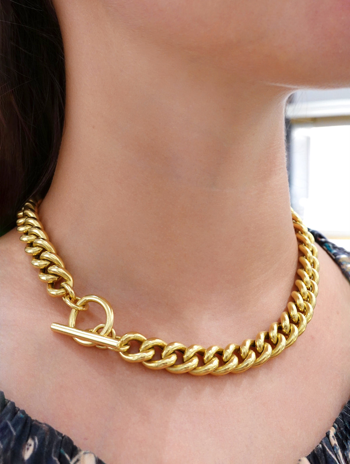 Vintage Curb Link Toggle Necklace, Circa 1970s