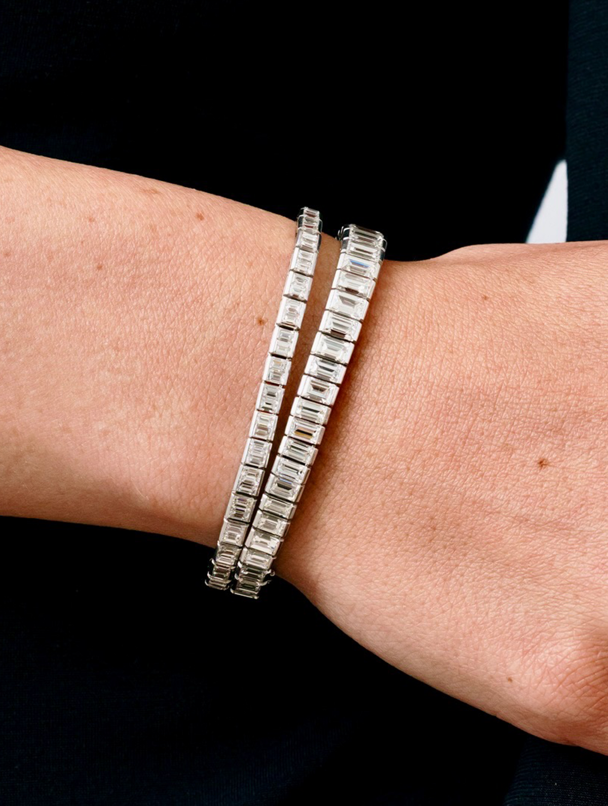 Important Transformable Baguette Diamond Necklace/Bracelets, circa 1950s-1960s