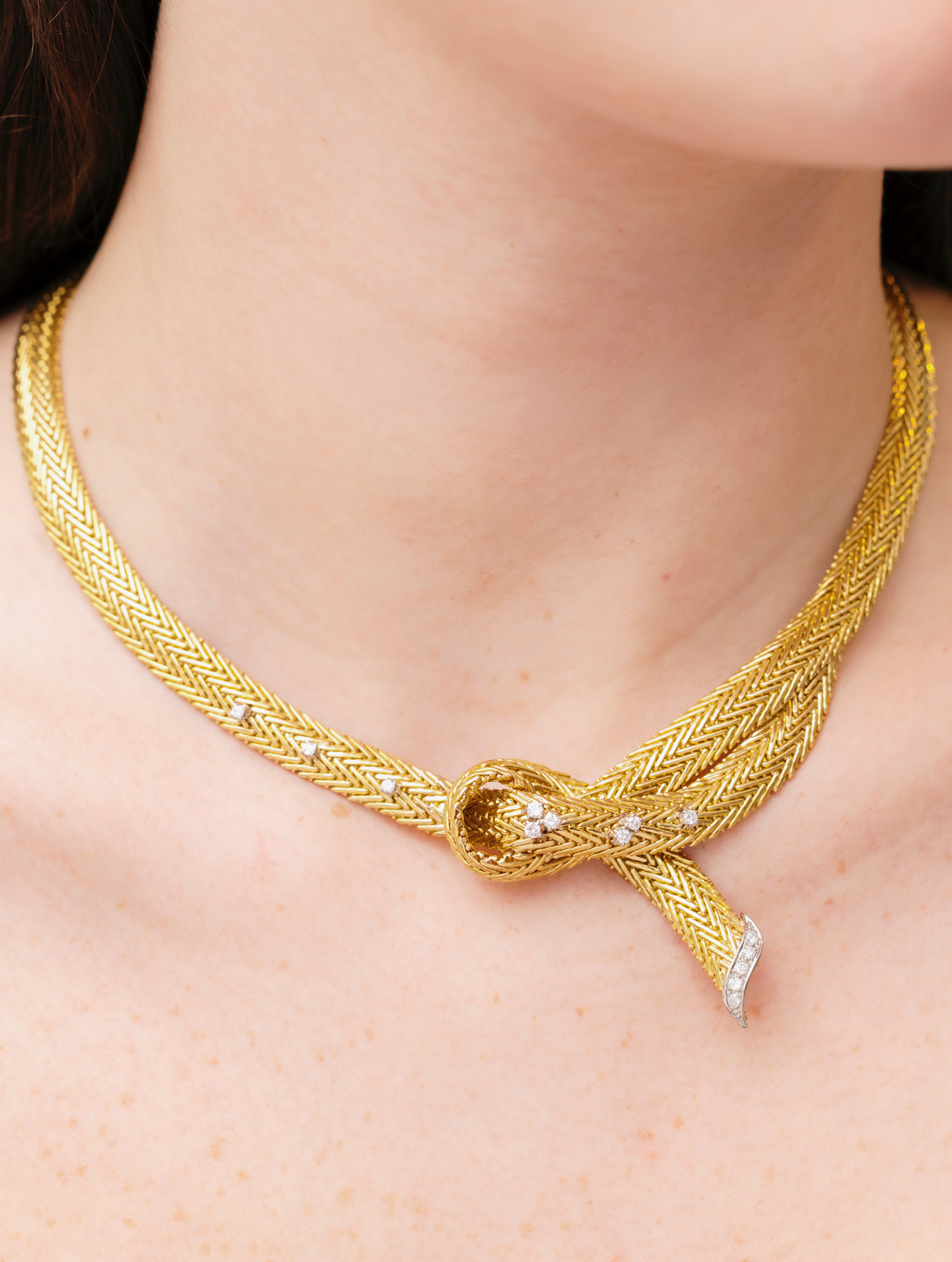 1950s Gold Mesh Diamond Collar