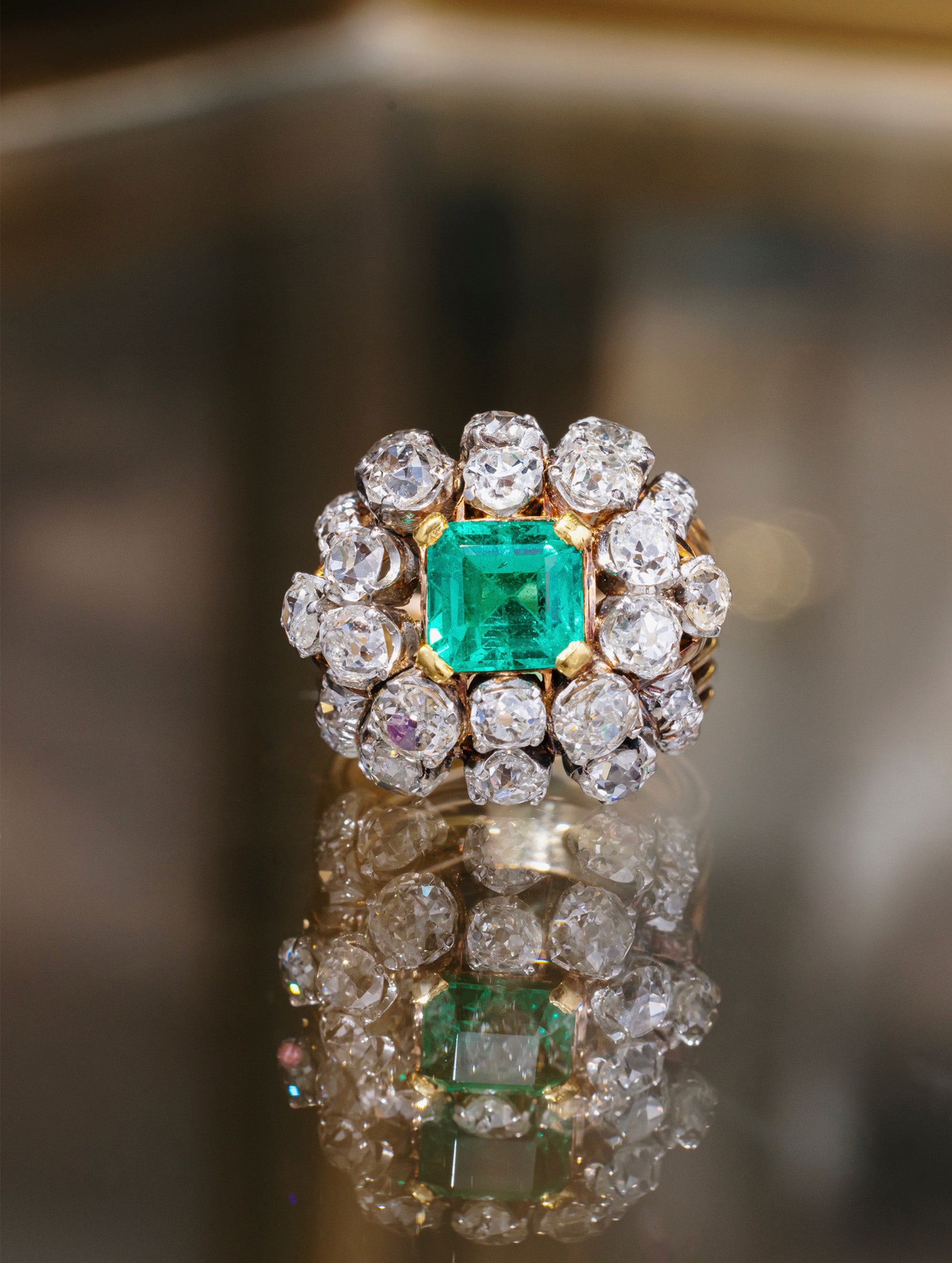 Antique Emerald and Diamond Ring