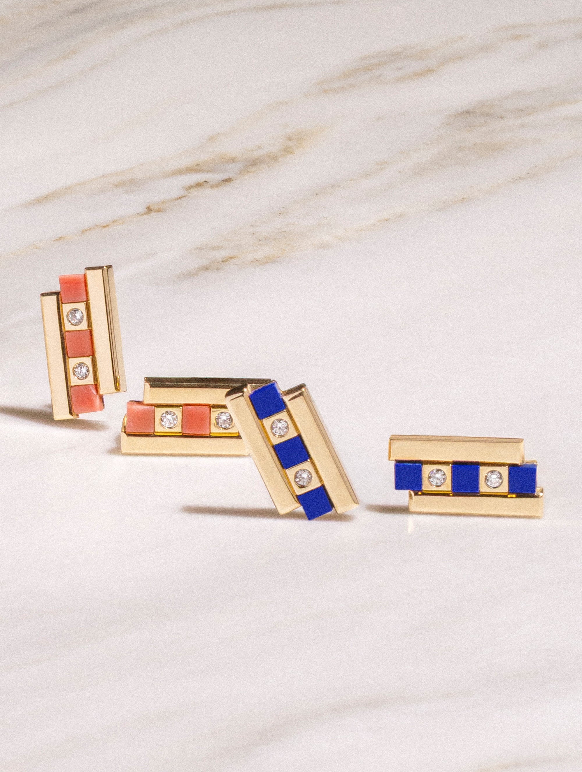 Carousel Coral & Diamond Earrings