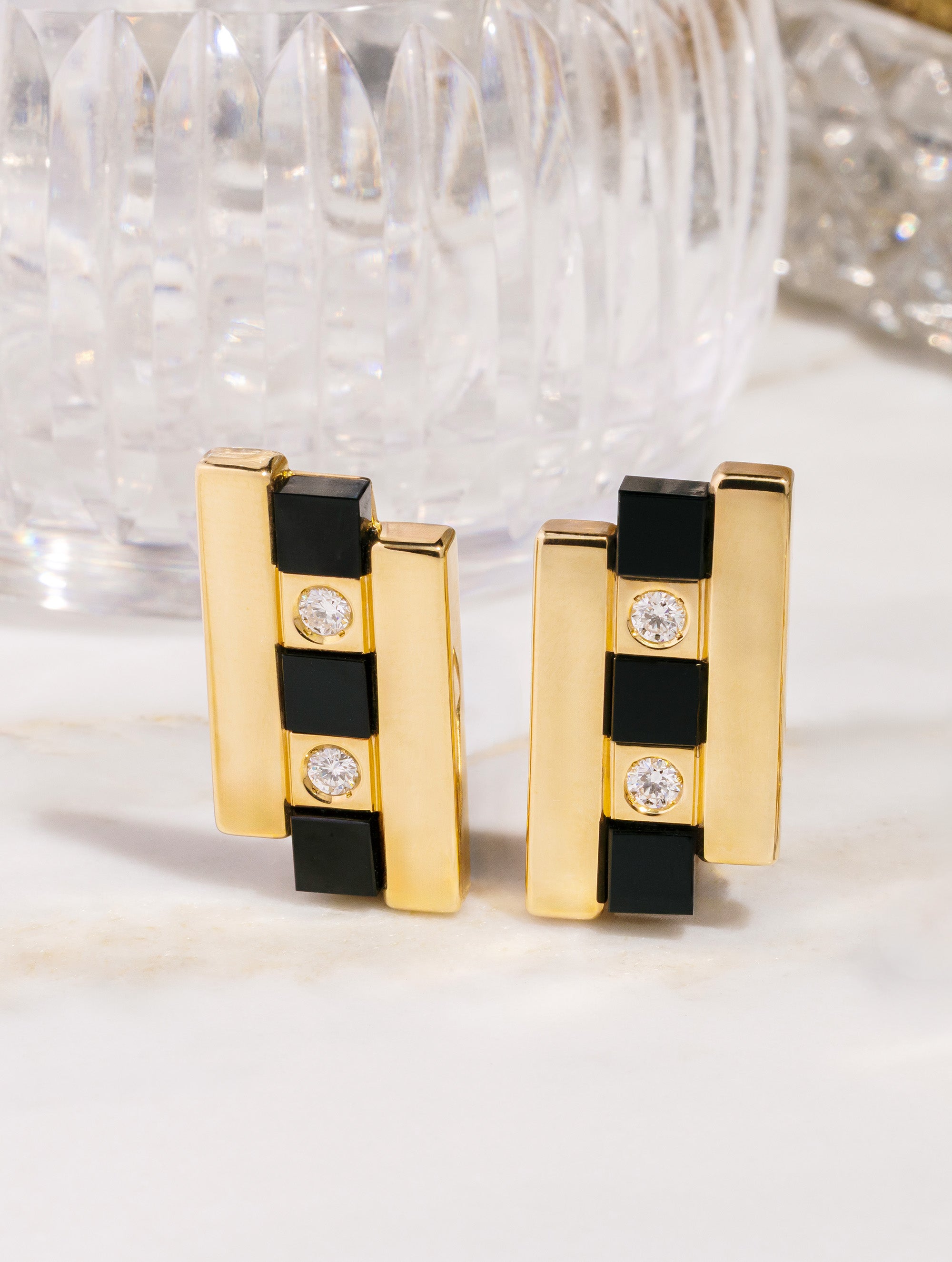 Jumbo Carousel Onyx & Diamond Earrings