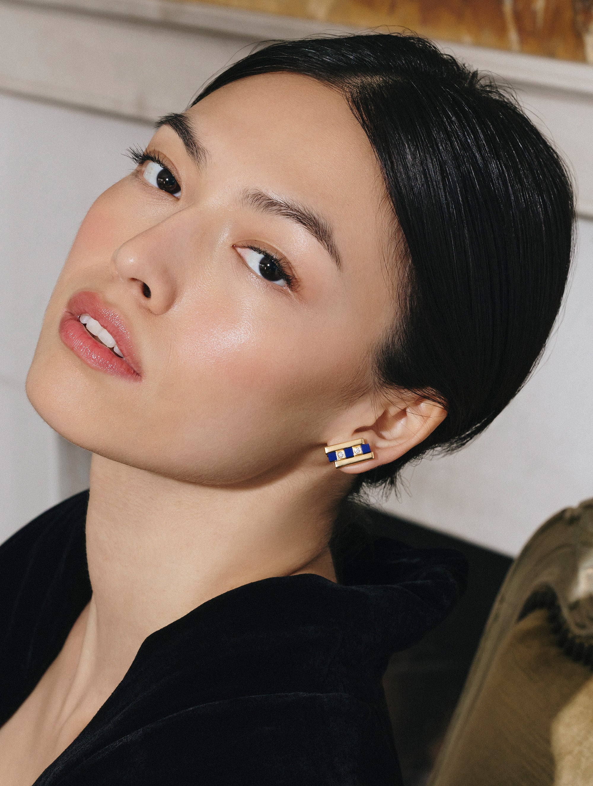 Carousel Lapis & Diamond Earrings