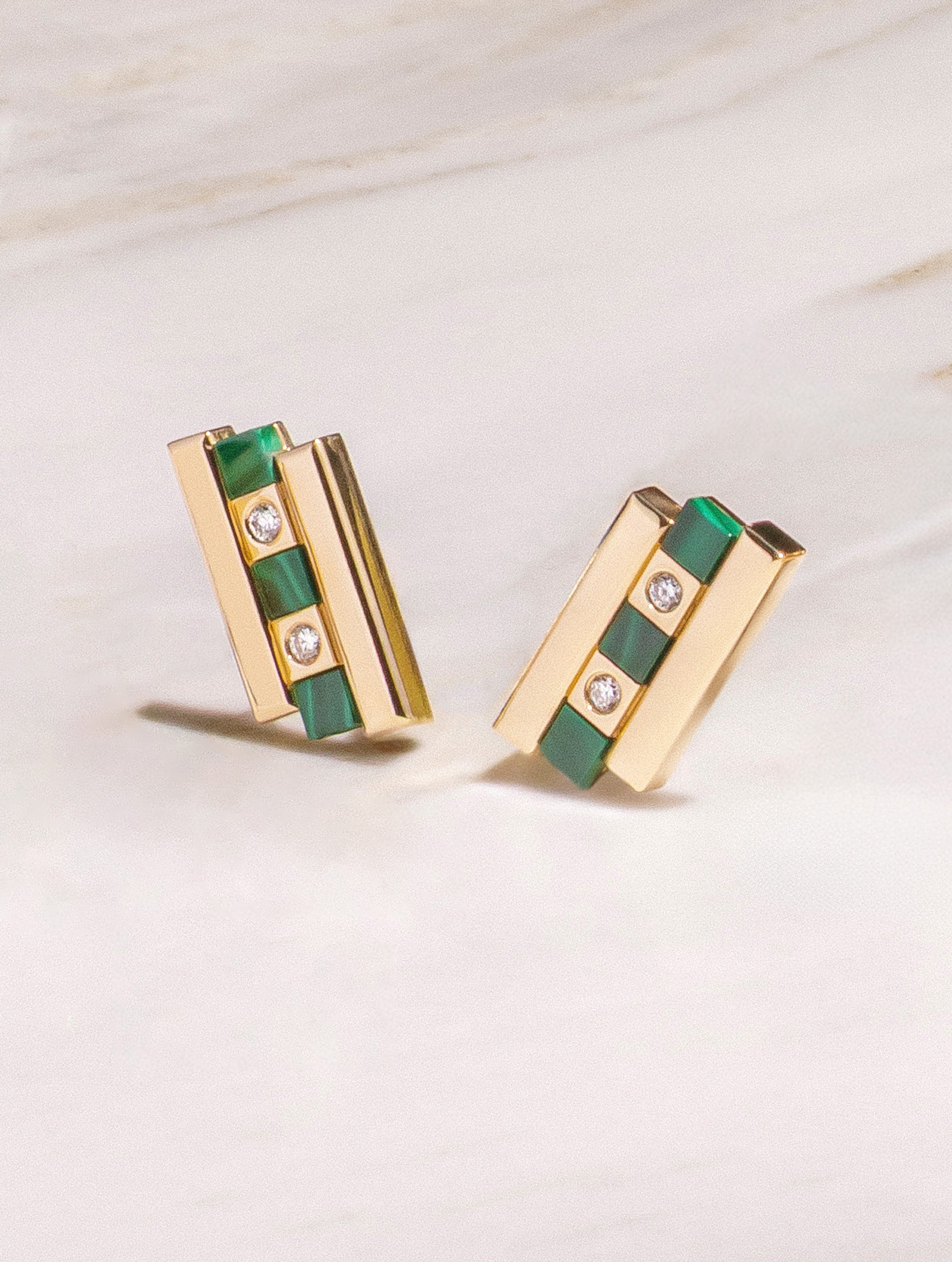 Carousel Malachite & Diamond Earrings