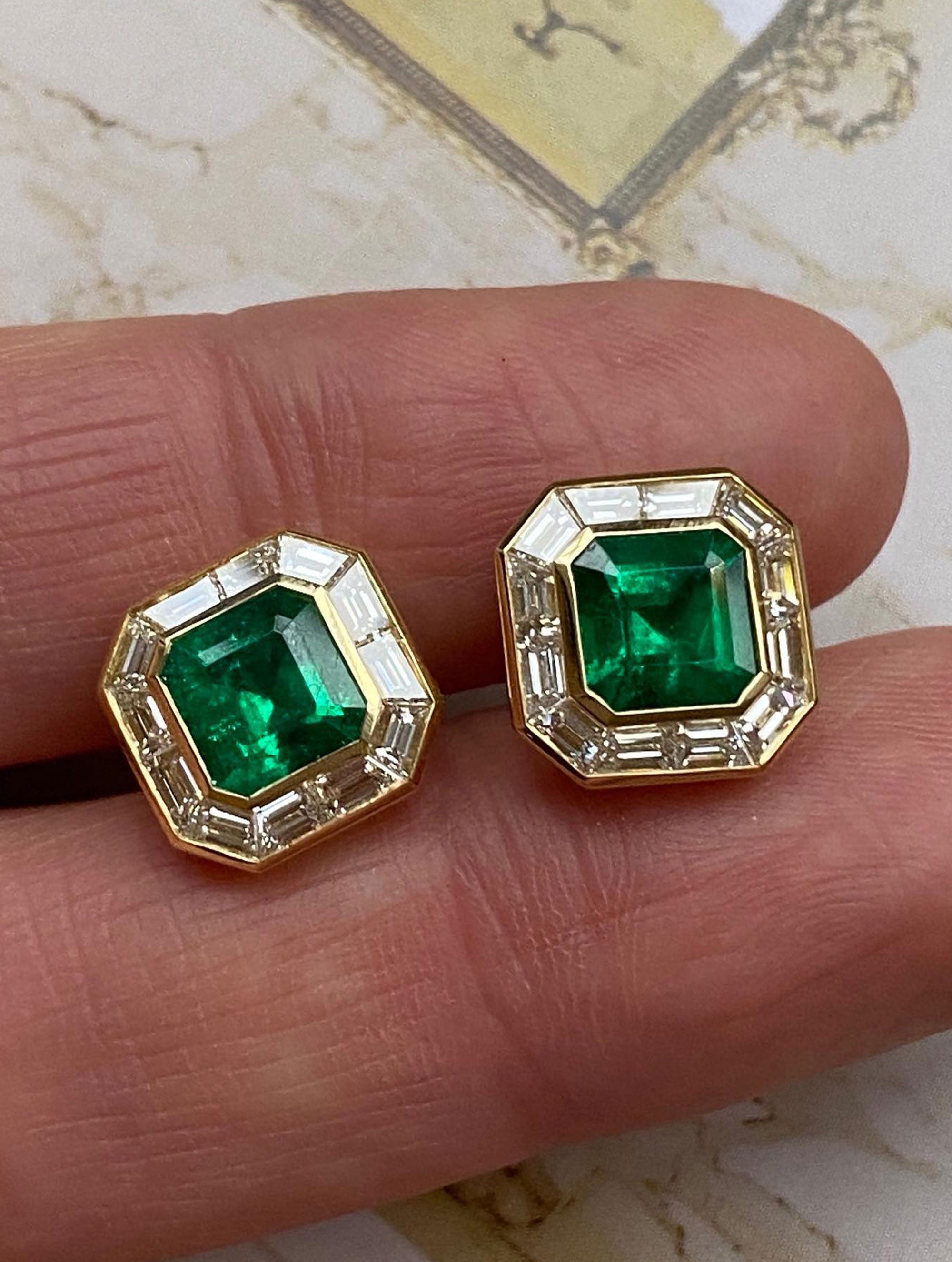REGENT EMERALD & DIAMOND EARRINGS