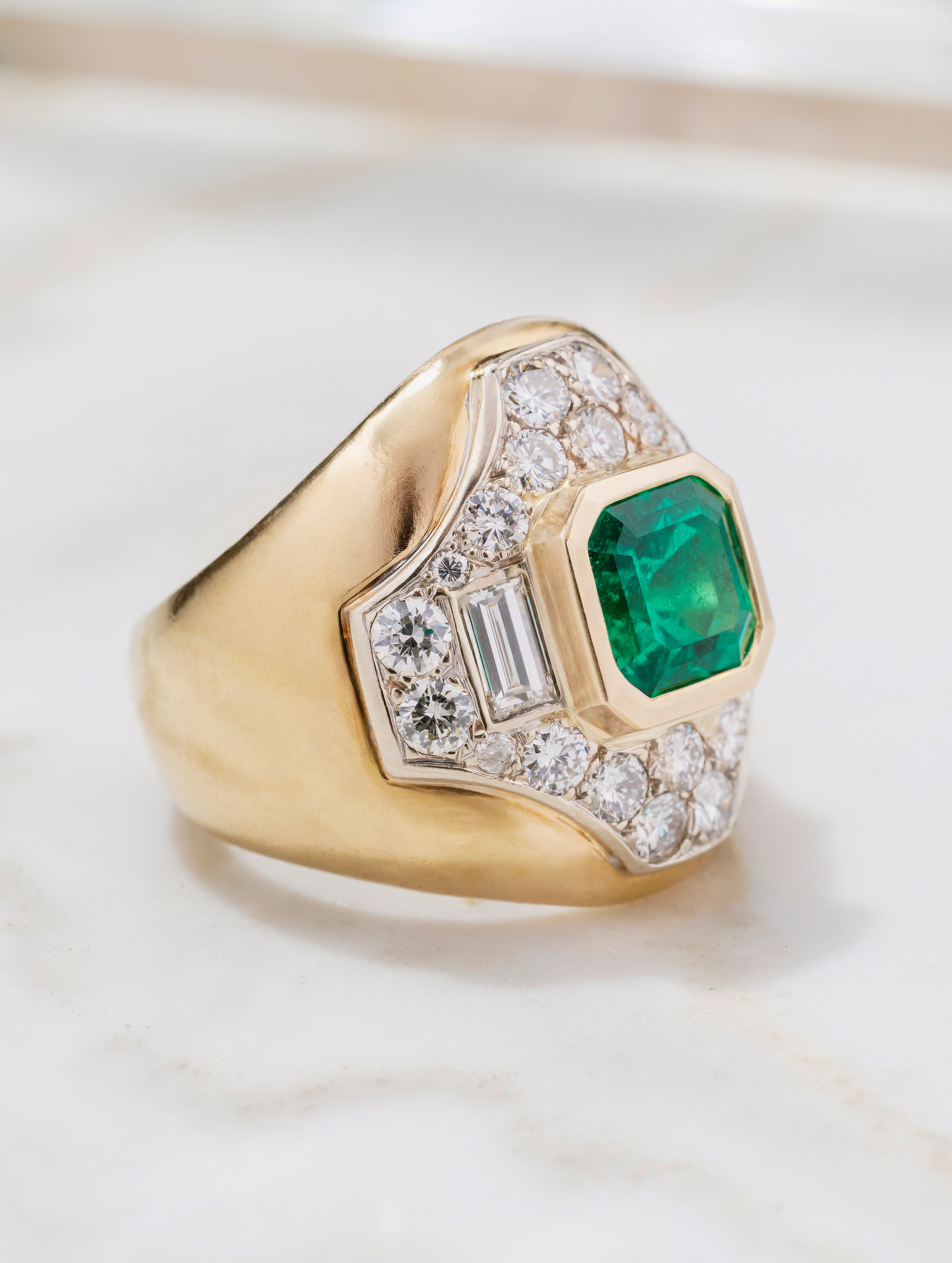 1960s Emerald & Diamond Cocktail Ring