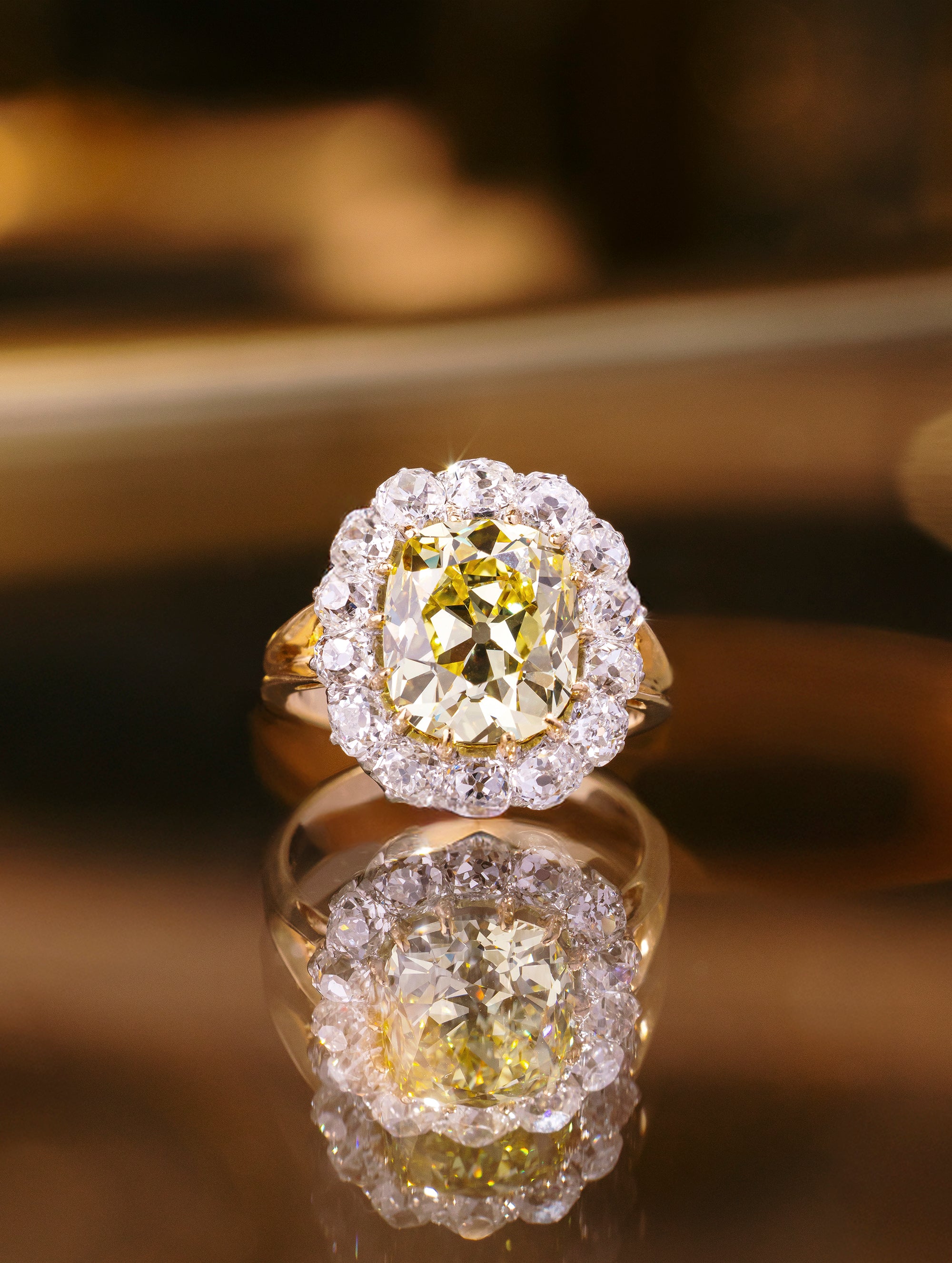 Antique Fancy Intense Yellow Diamond Ring, Circa 1900