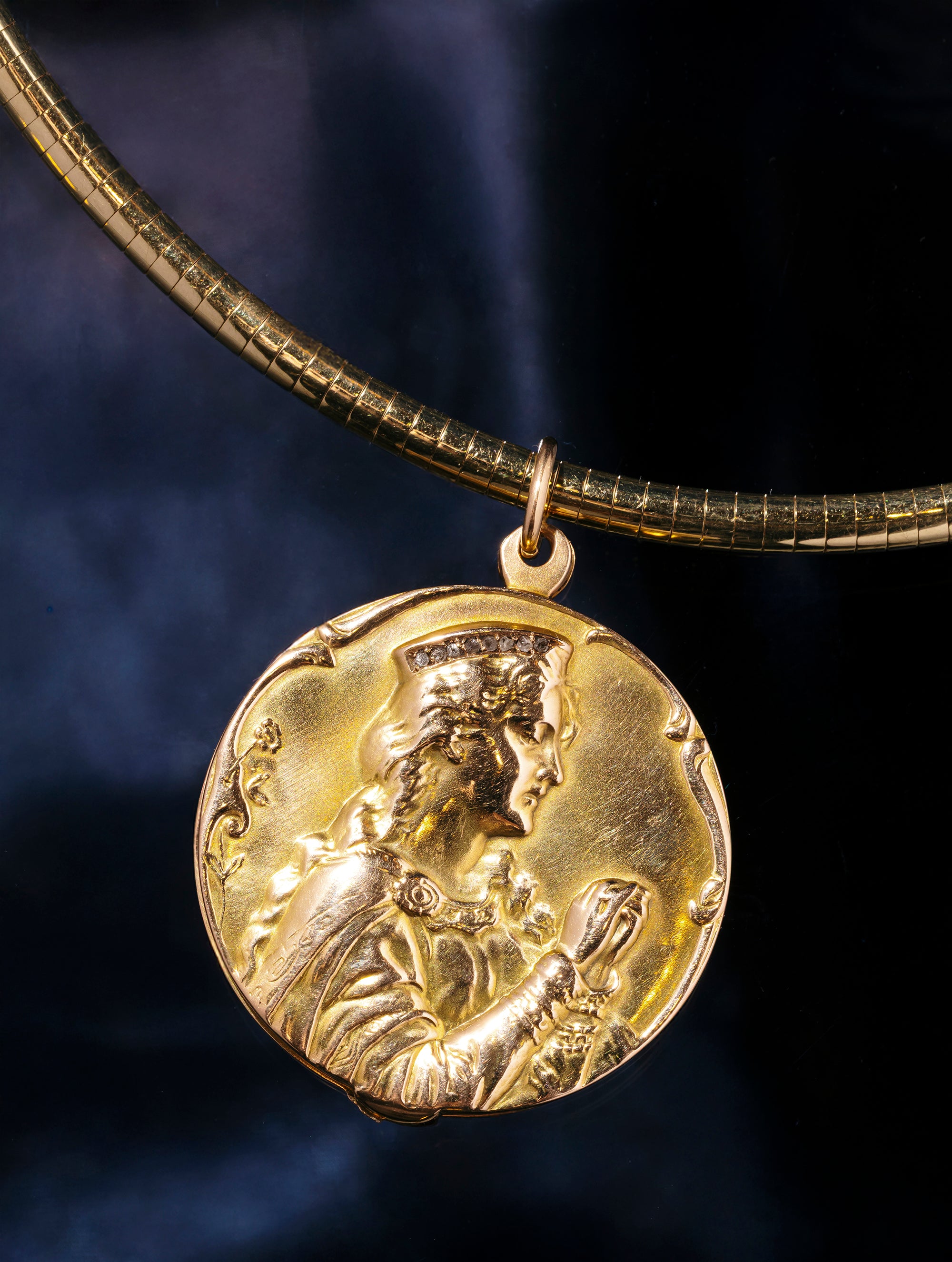 Antique Art Nouveau Gold & Diamond Sliding Locket