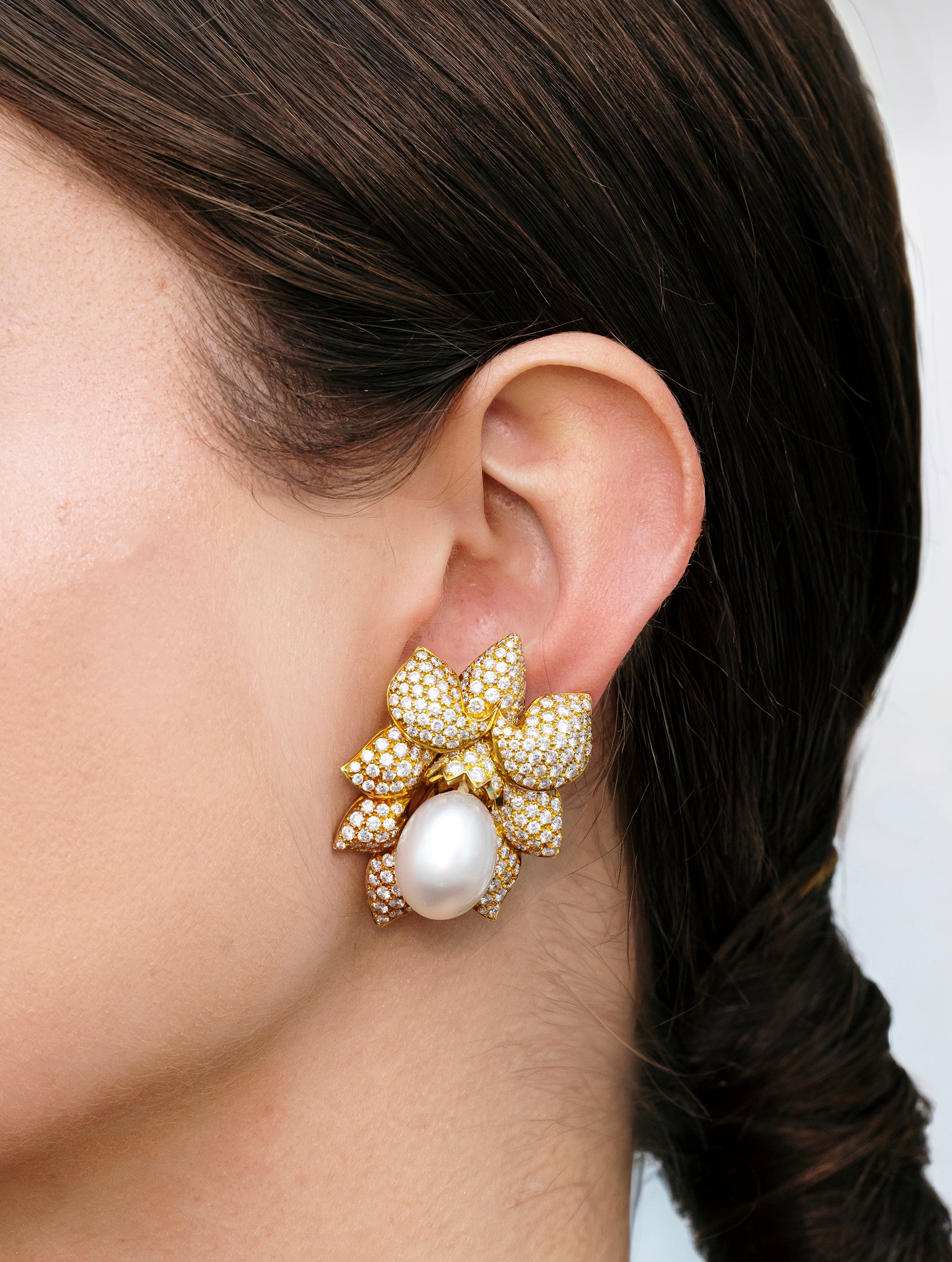 Vintage Van Cleef & Arpels Pearl & Diamond Earrings