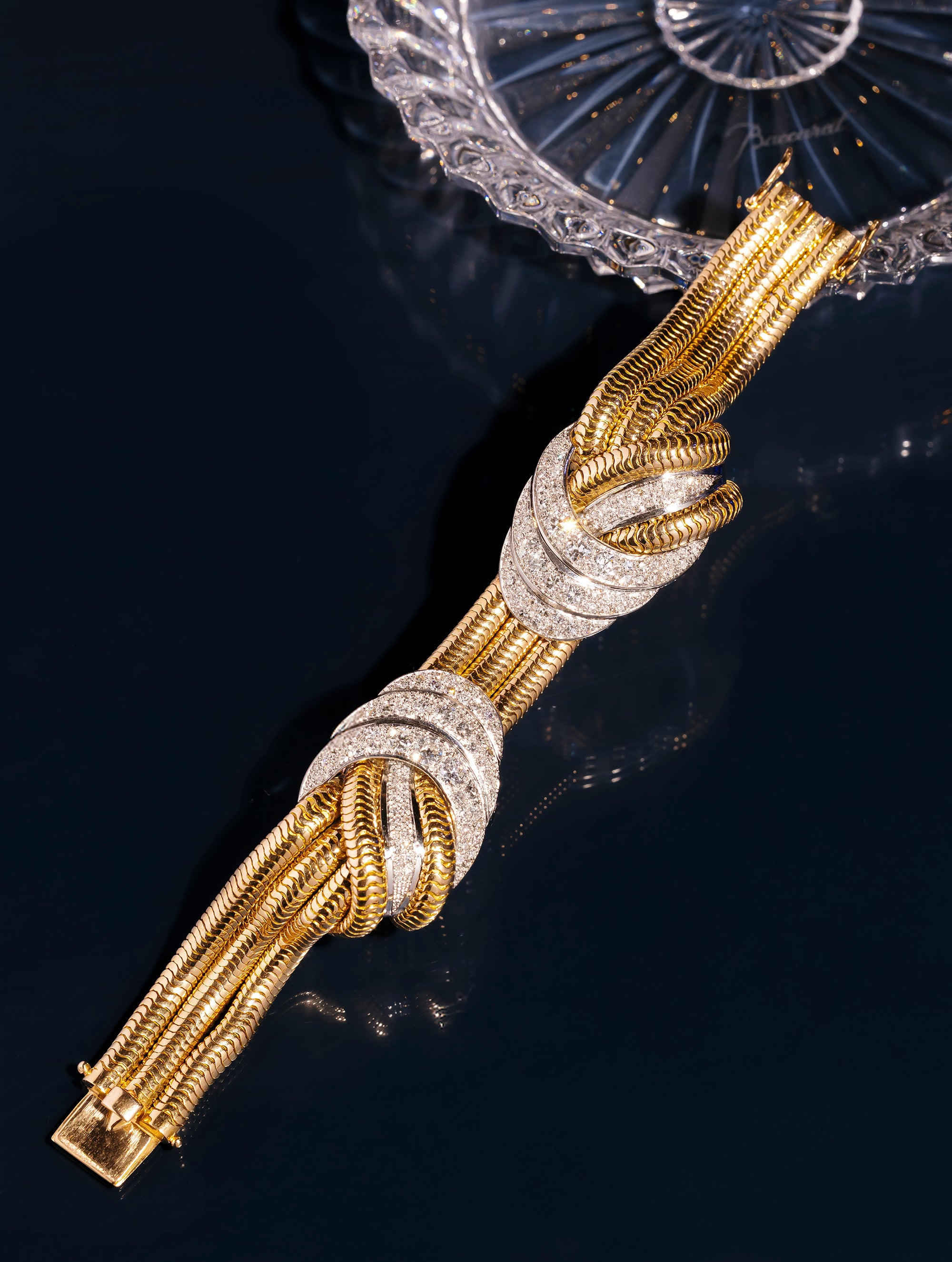 Retro Diamond Tubogas Bracelet, Circa 1930s-1940s