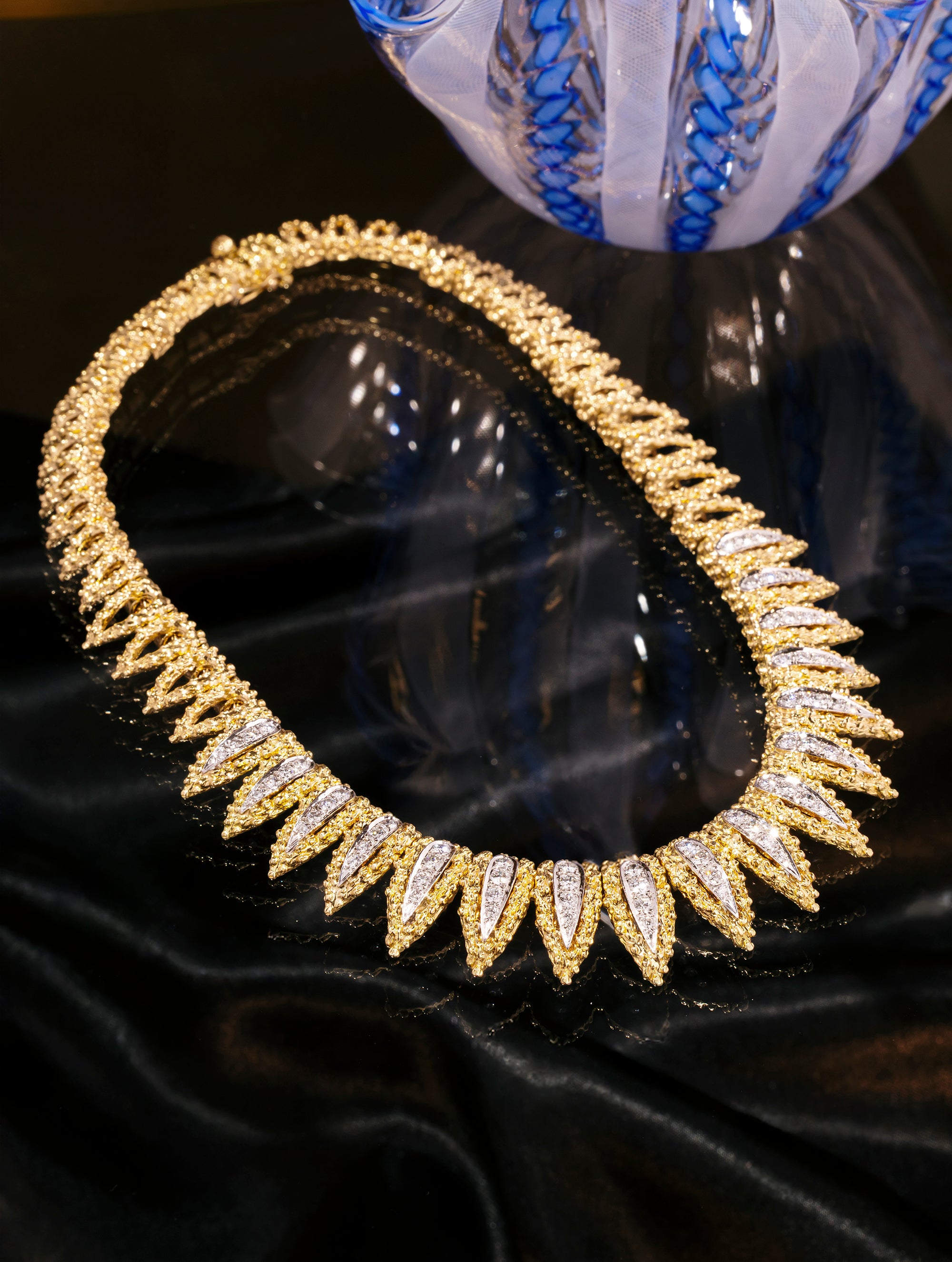 Vintage Geometric Diamond, Platinum & Gold Necklace, Circa 1960s