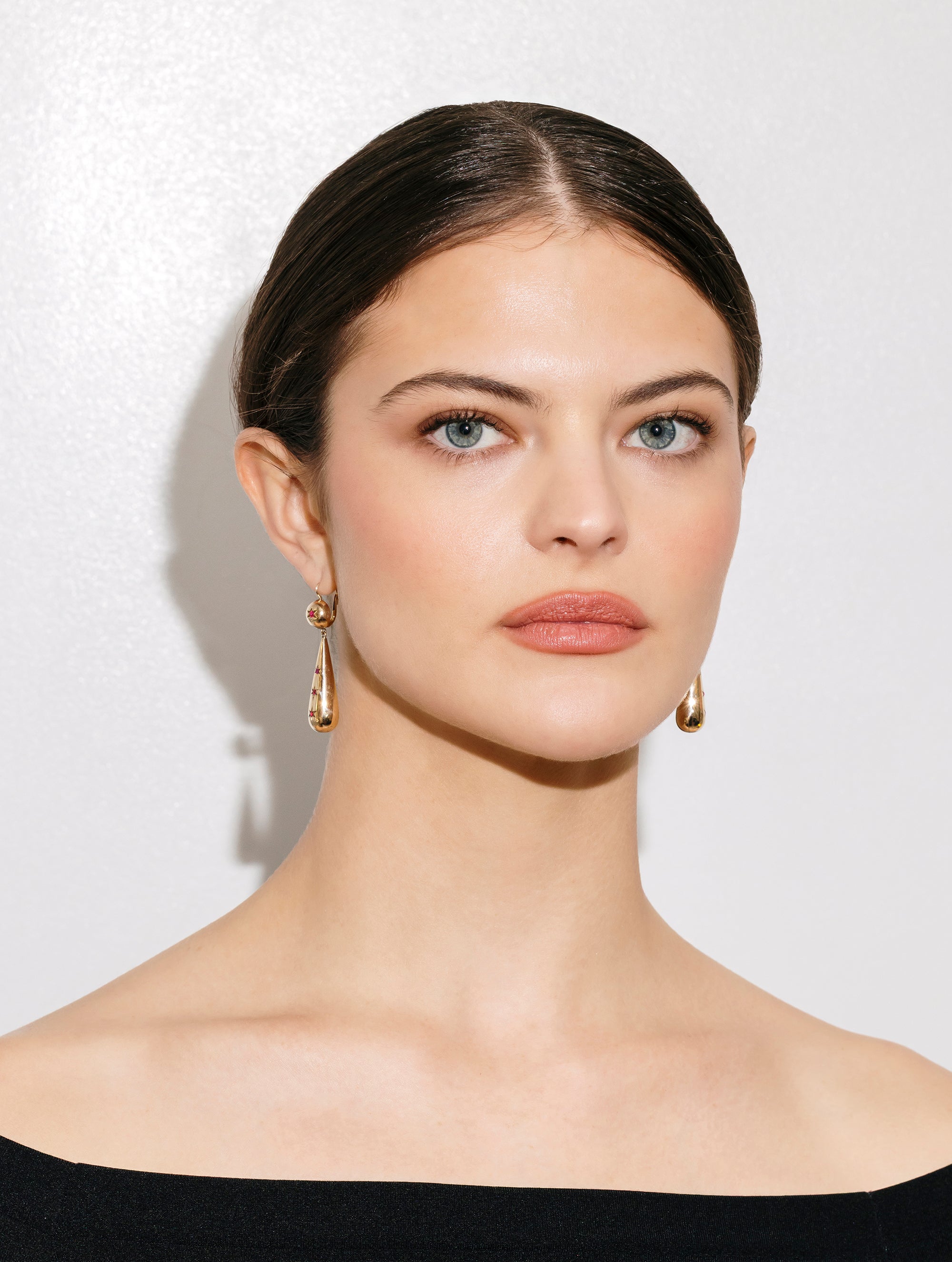 Vintage Ruby Star Drop Earrings, Circa 1940s