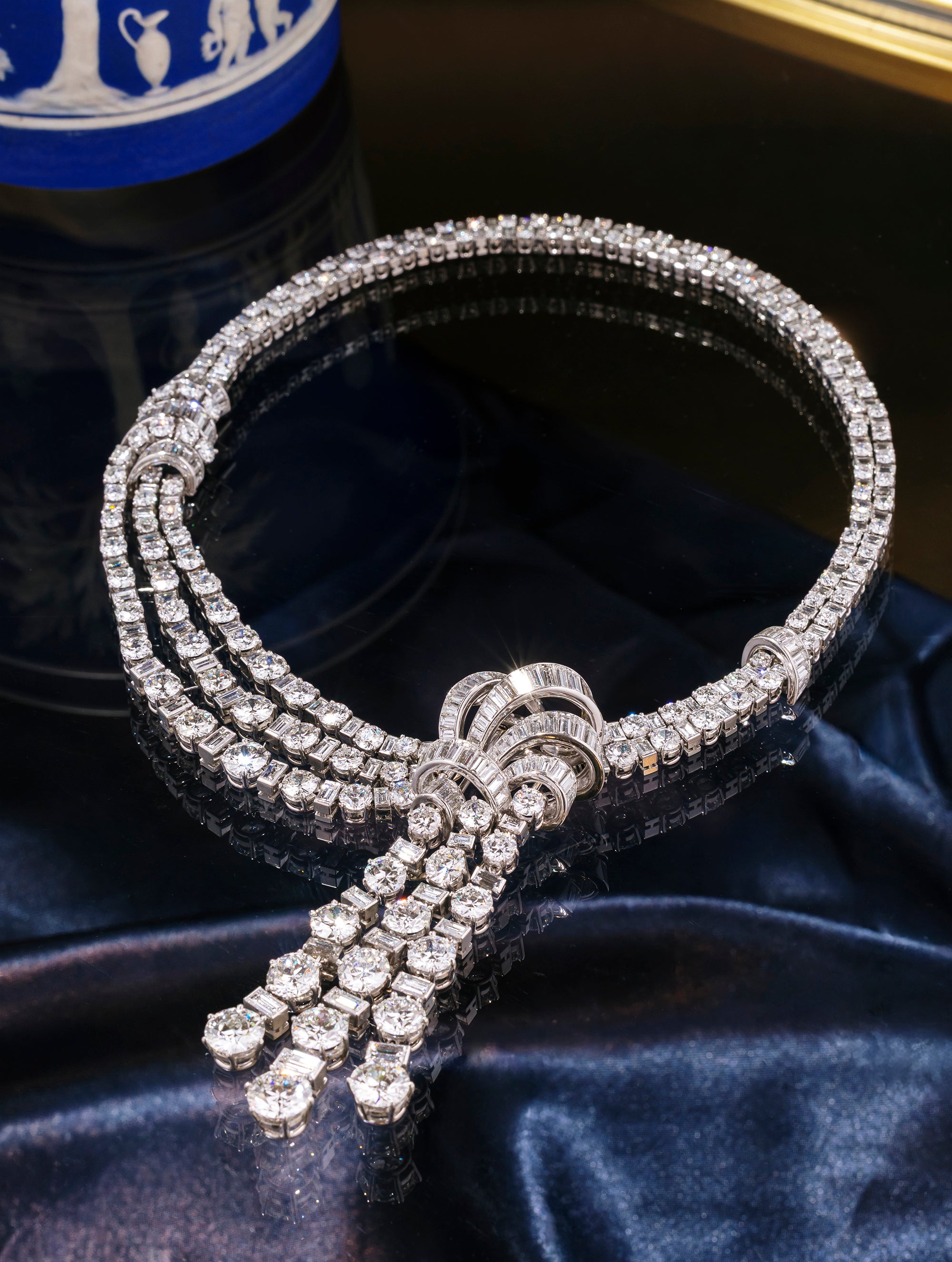 Vintage Diamond Cascading Necklace/Brooch, Circa 1940s