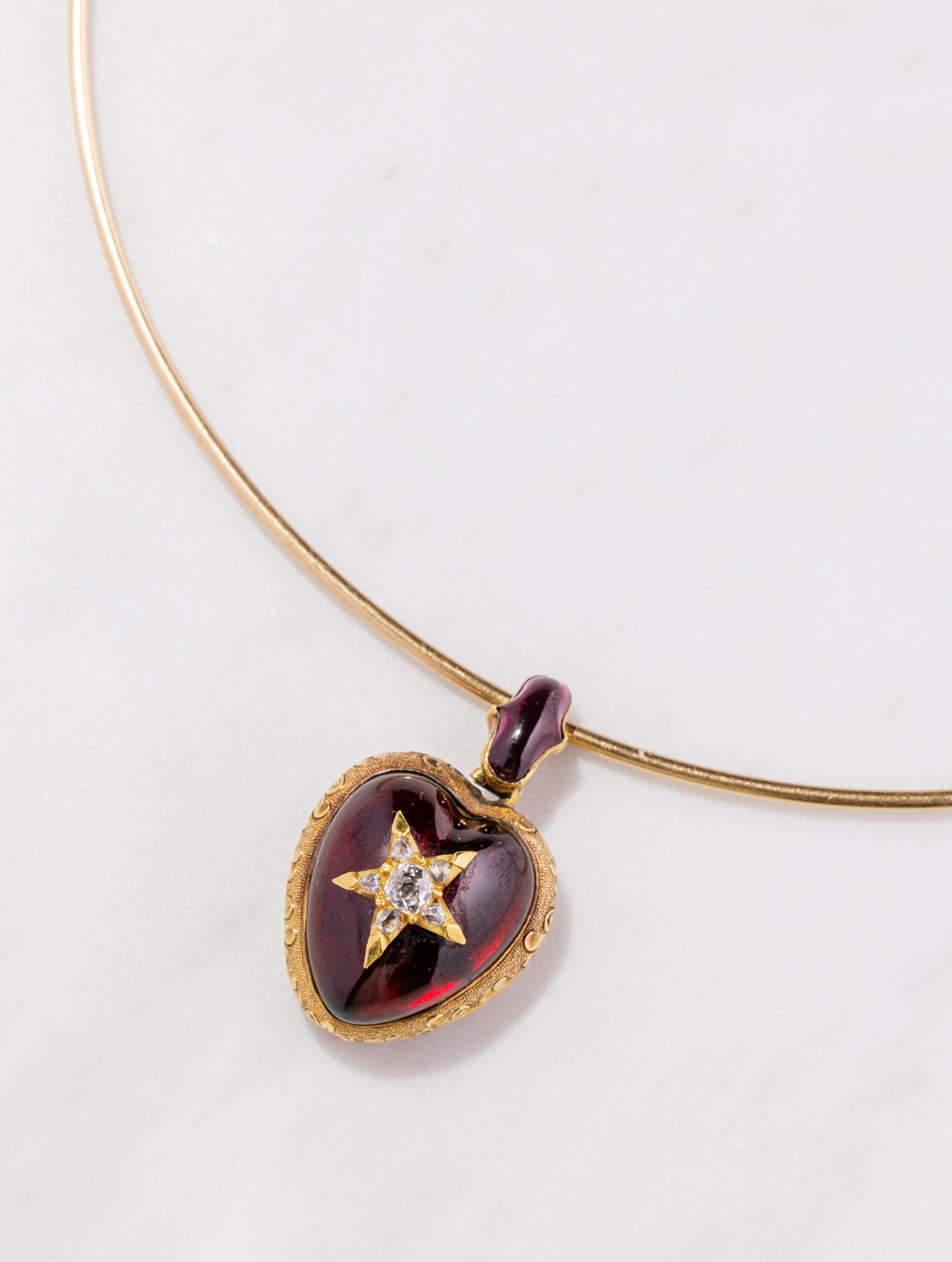 Antique Garnet & Diamond Heart Pendant