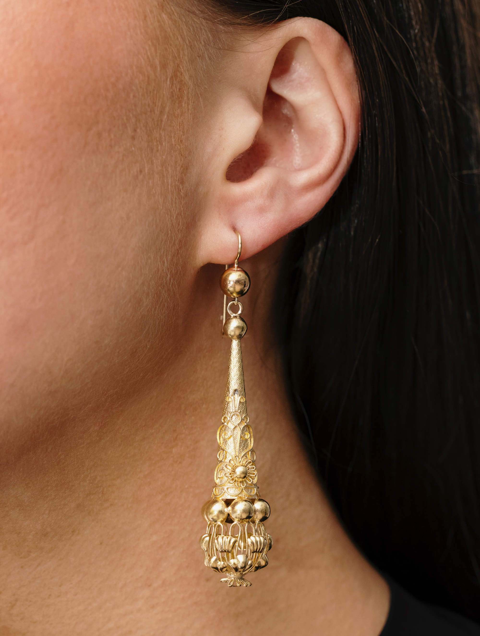Antique Victorian Foliate Chandelier Earrings