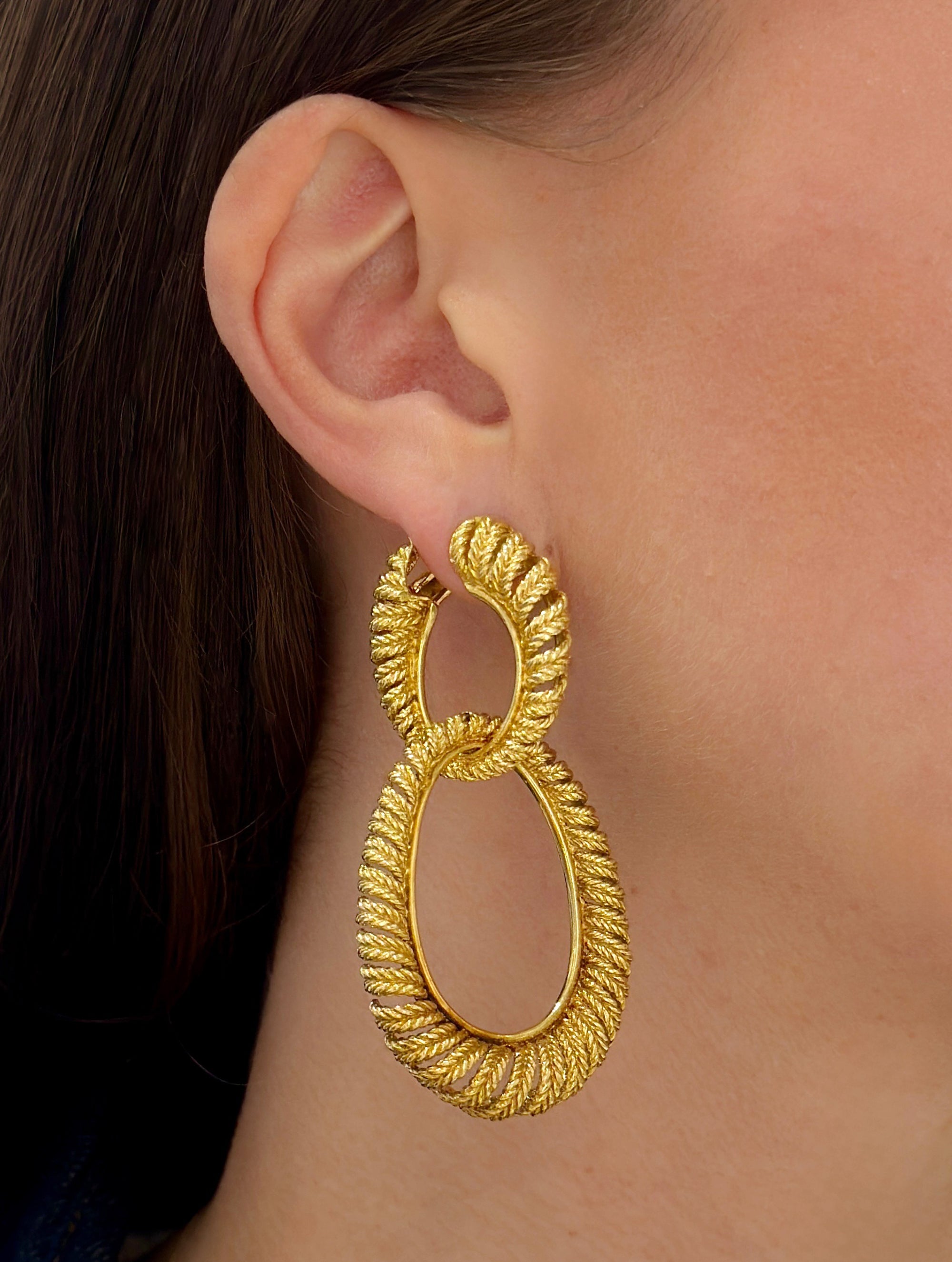 Boucheron Gold Rope-Motif Hoop Earrings, circa 1970