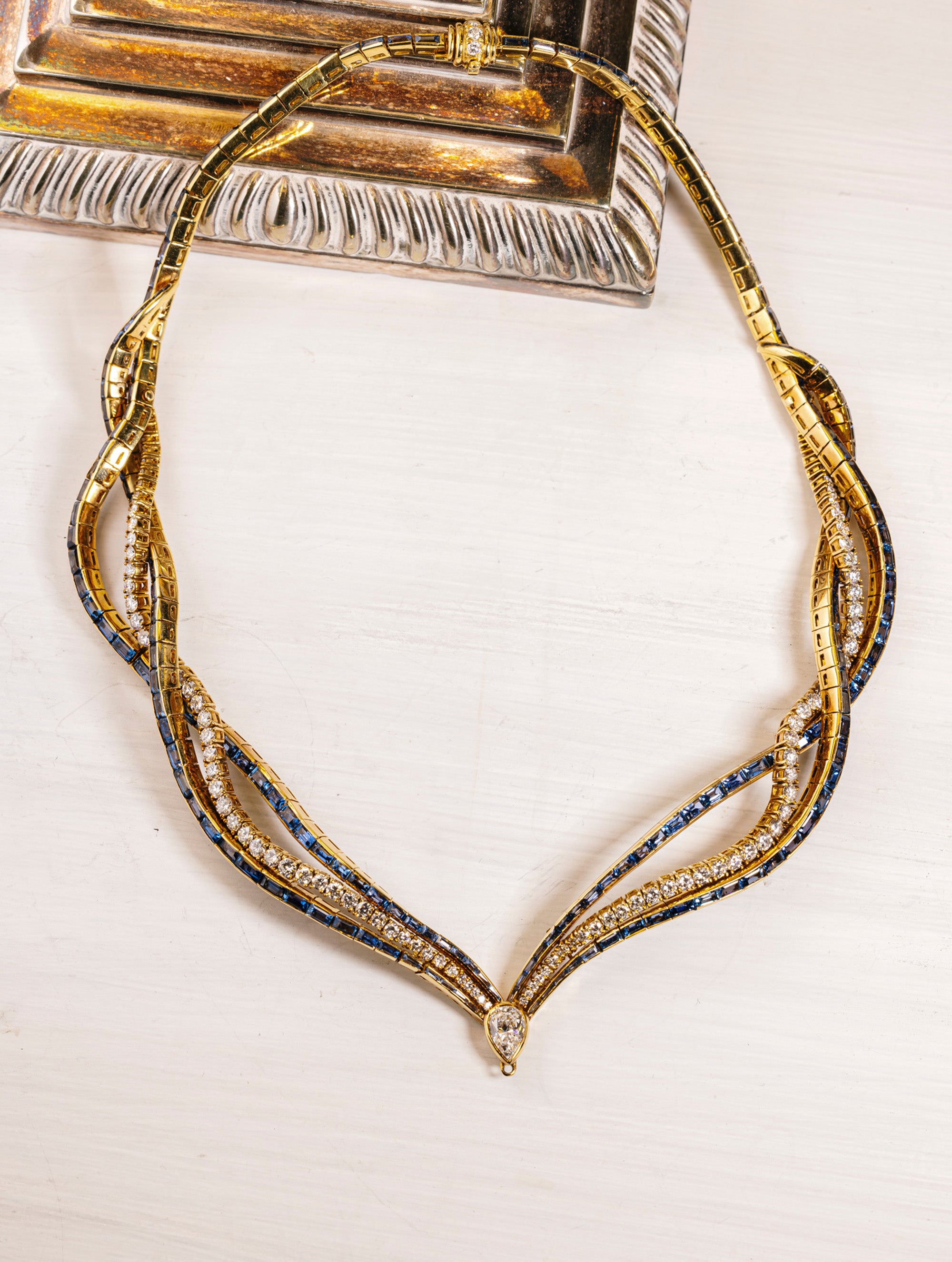 Vintage Harry Winston Sapphire, Citrine & Diamond Necklace