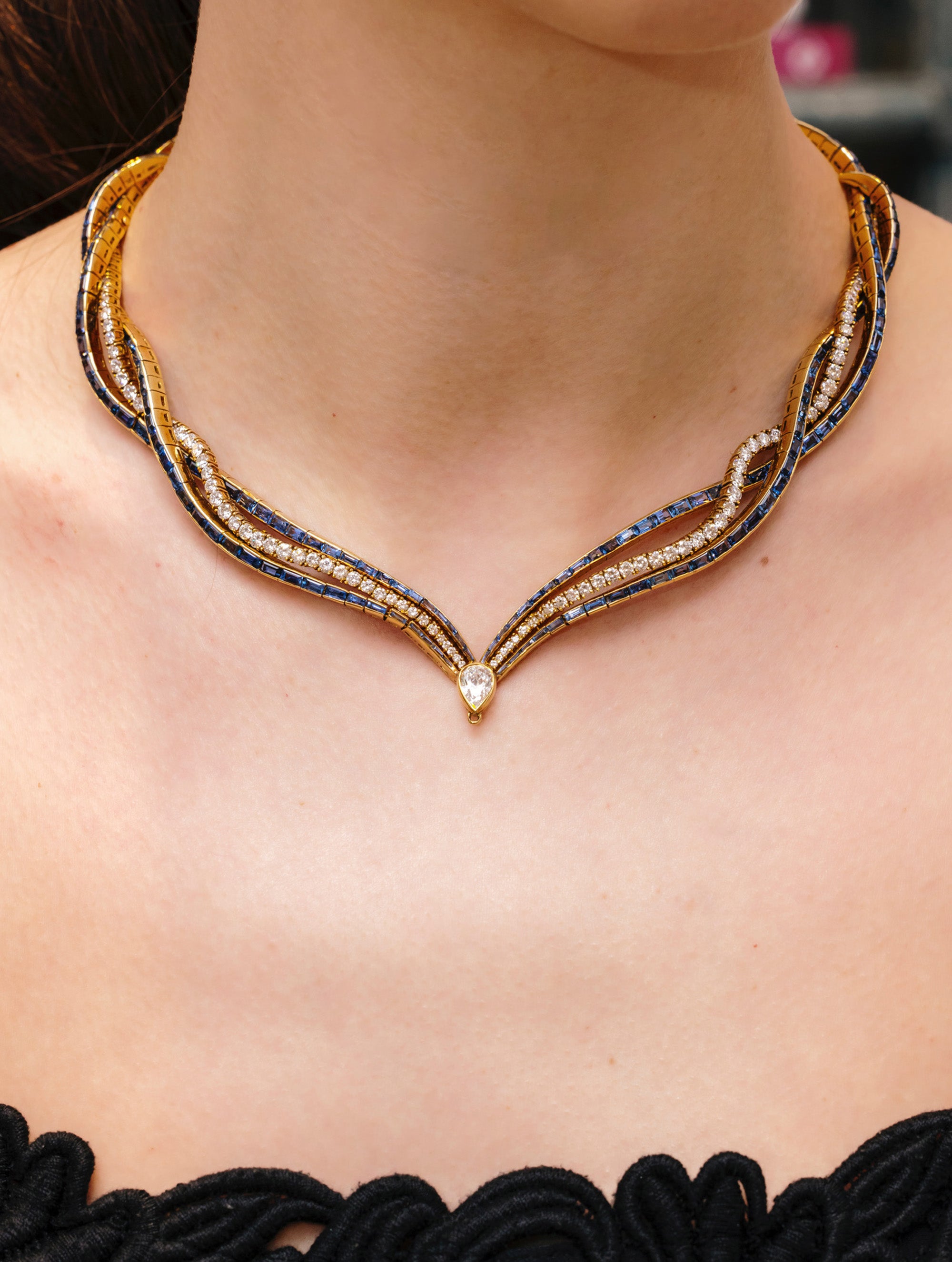 Vintage Harry Winston Sapphire, Citrine & Diamond Necklace