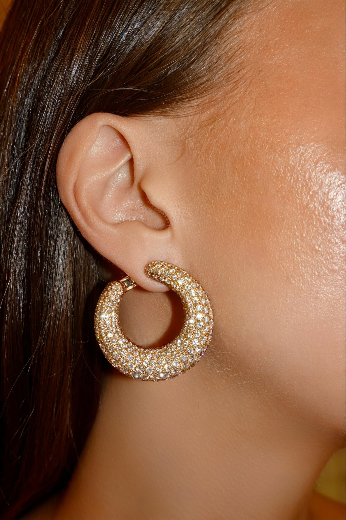 Vintage Cartier Diamond Hoop Earrings, Circa 1980s
