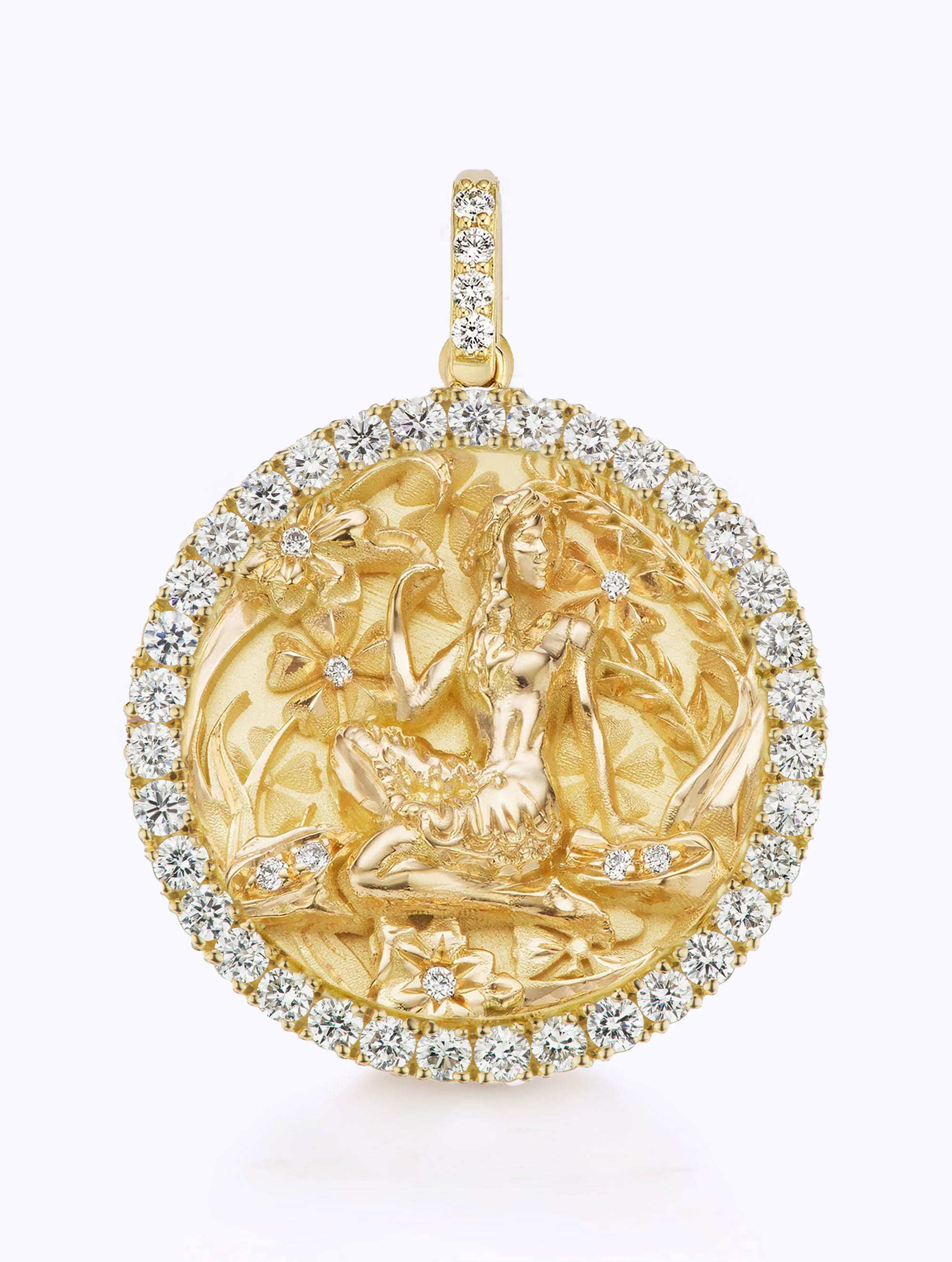 ALL DIAMOND ZODIAC MEDALLION