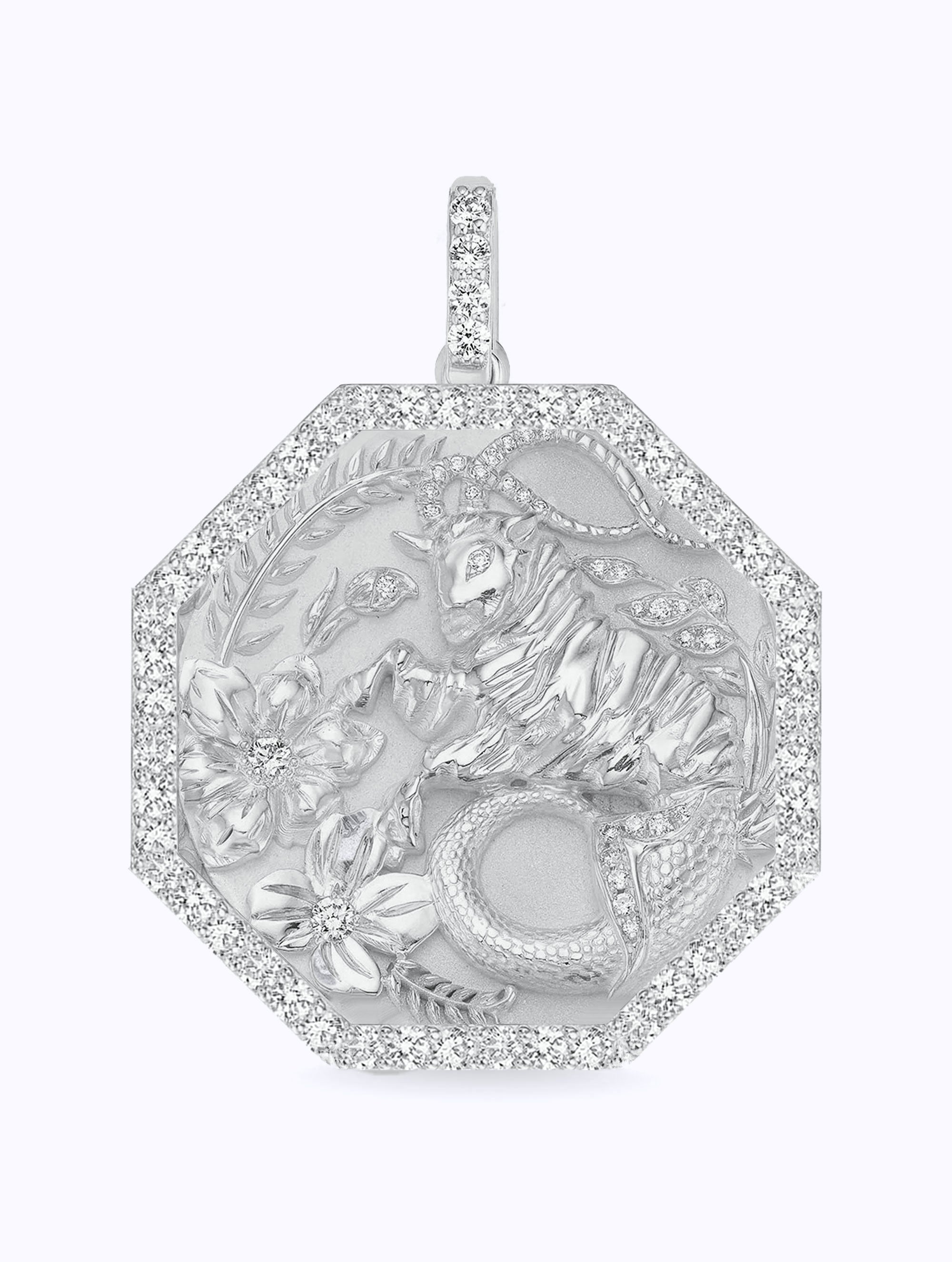 ALL DIAMOND TALISMAN ZODIAC MEDALLION