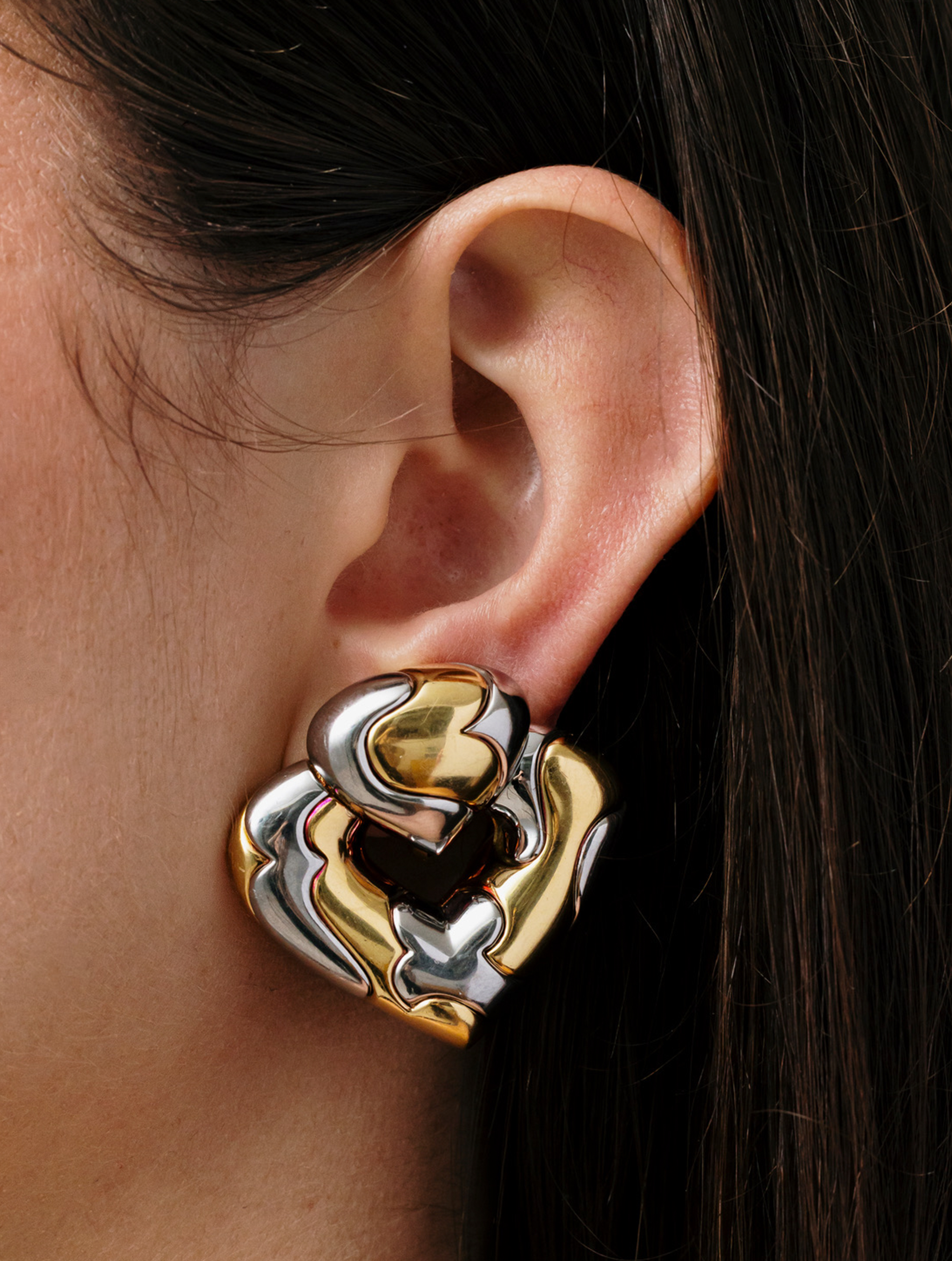Marina B Heart Motif Earrings, circa 1970s–1980s