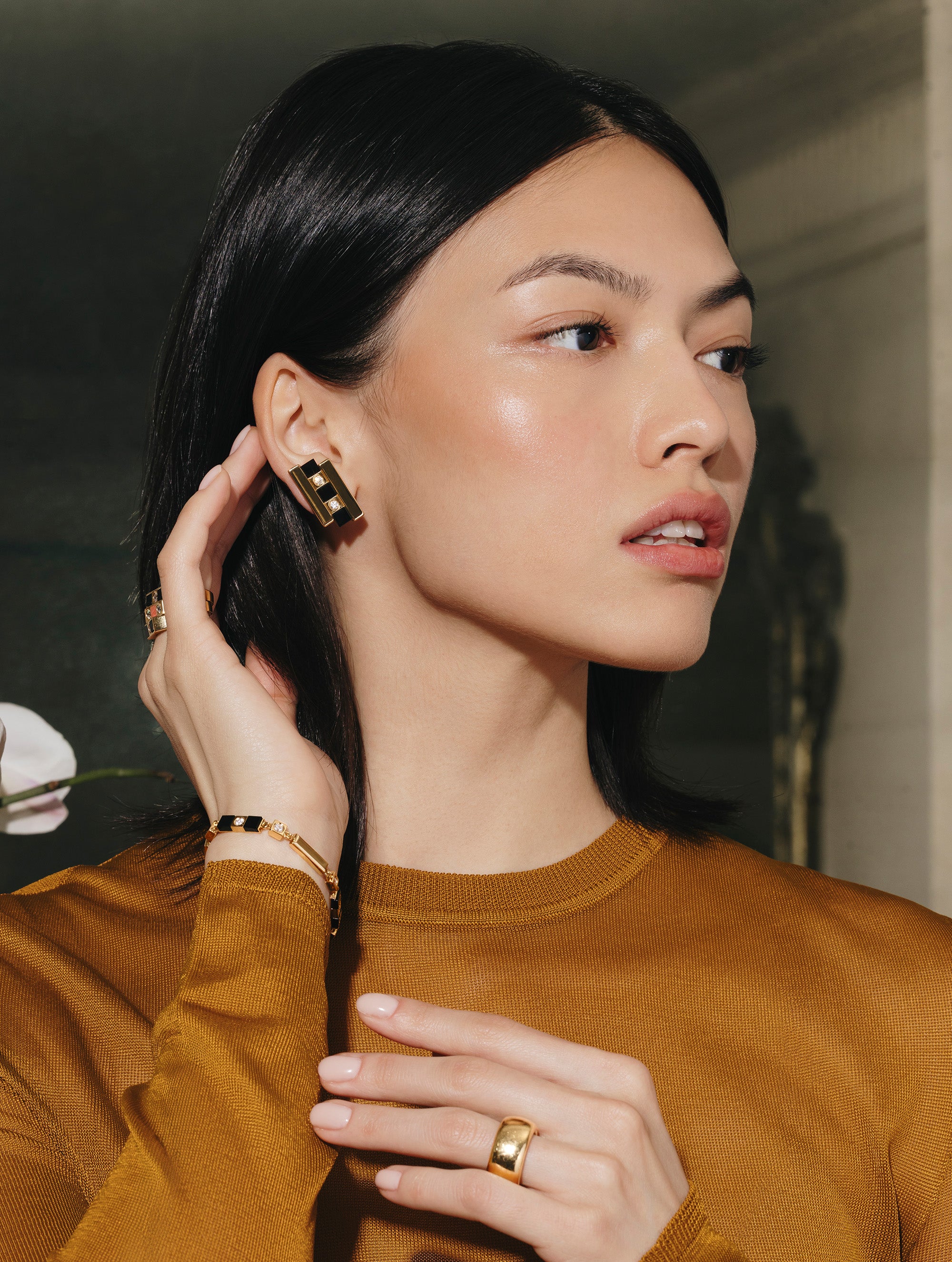 Jumbo Carousel Onyx & Diamond Earrings